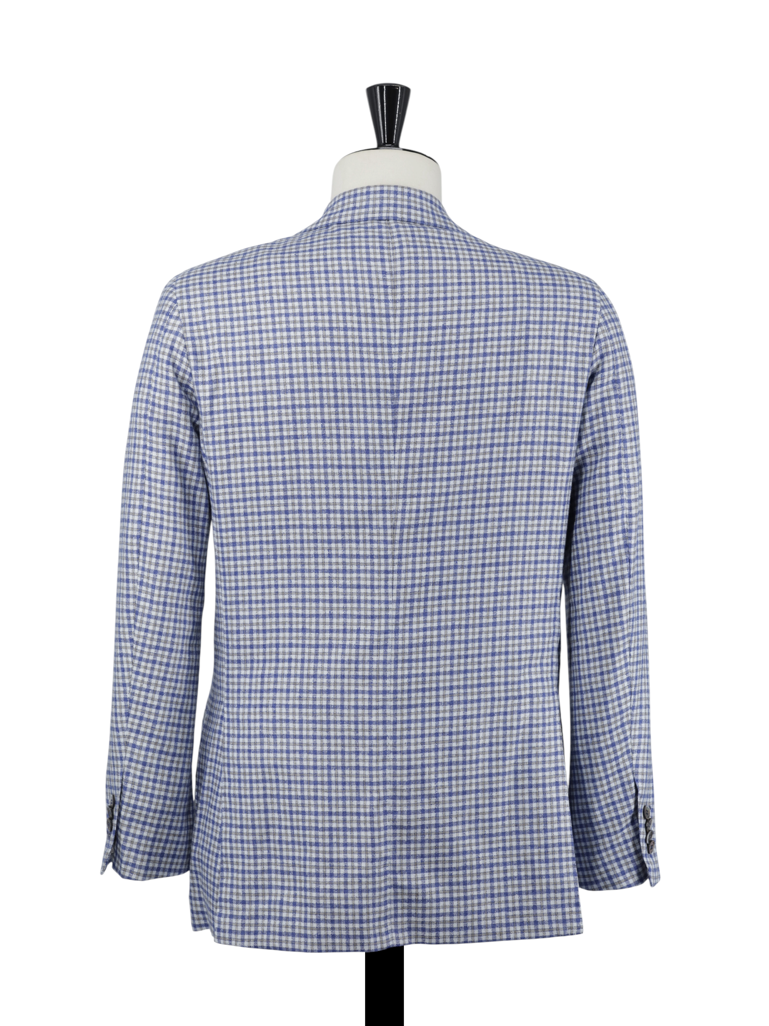 Orazio Luciano Taupe & Light Blue Wool & Silk Checkered Jacket