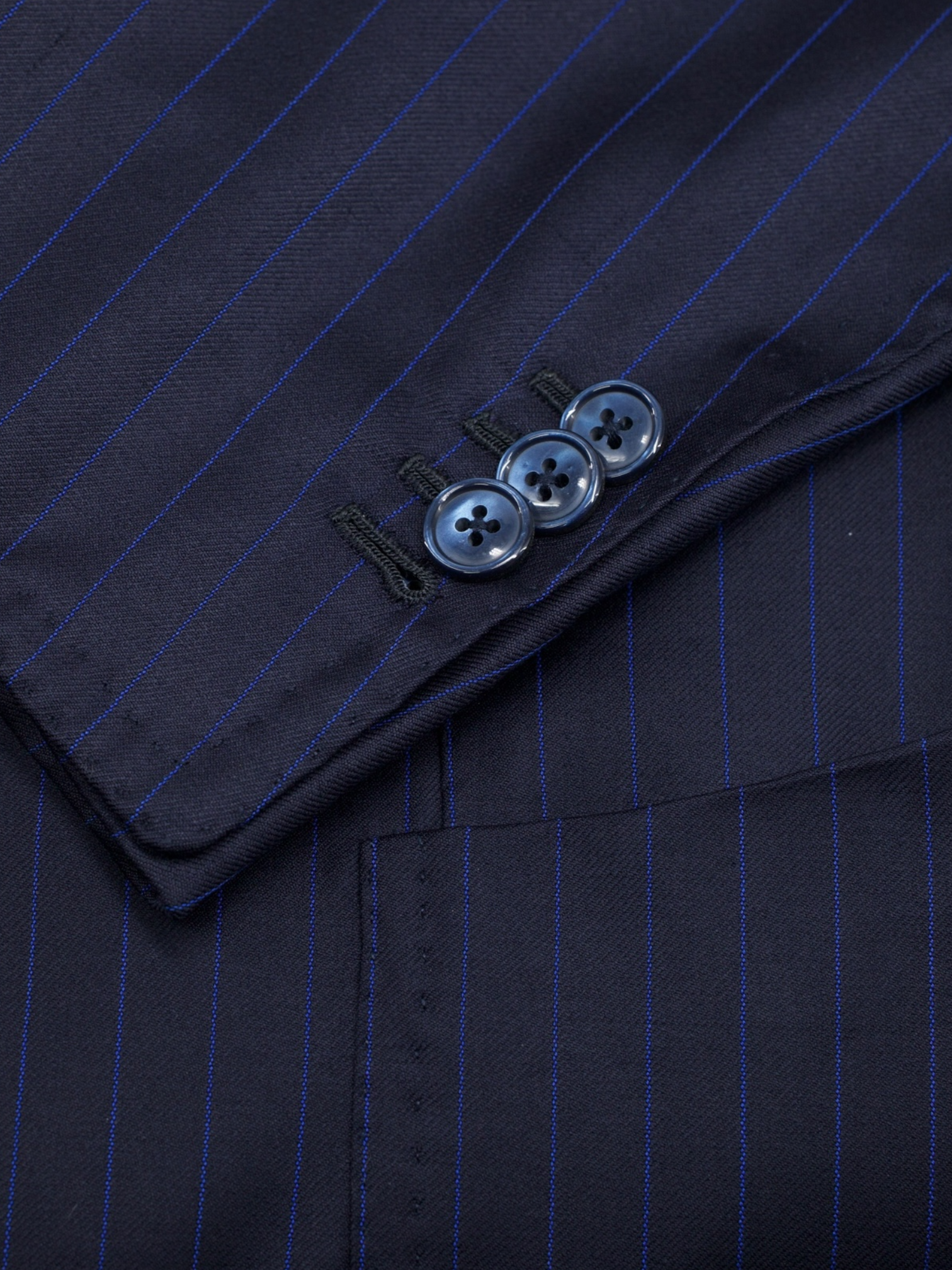 Sciamat Navy & Azure Blue Bespoke Extrafine-Wool Pinstripe Suit
