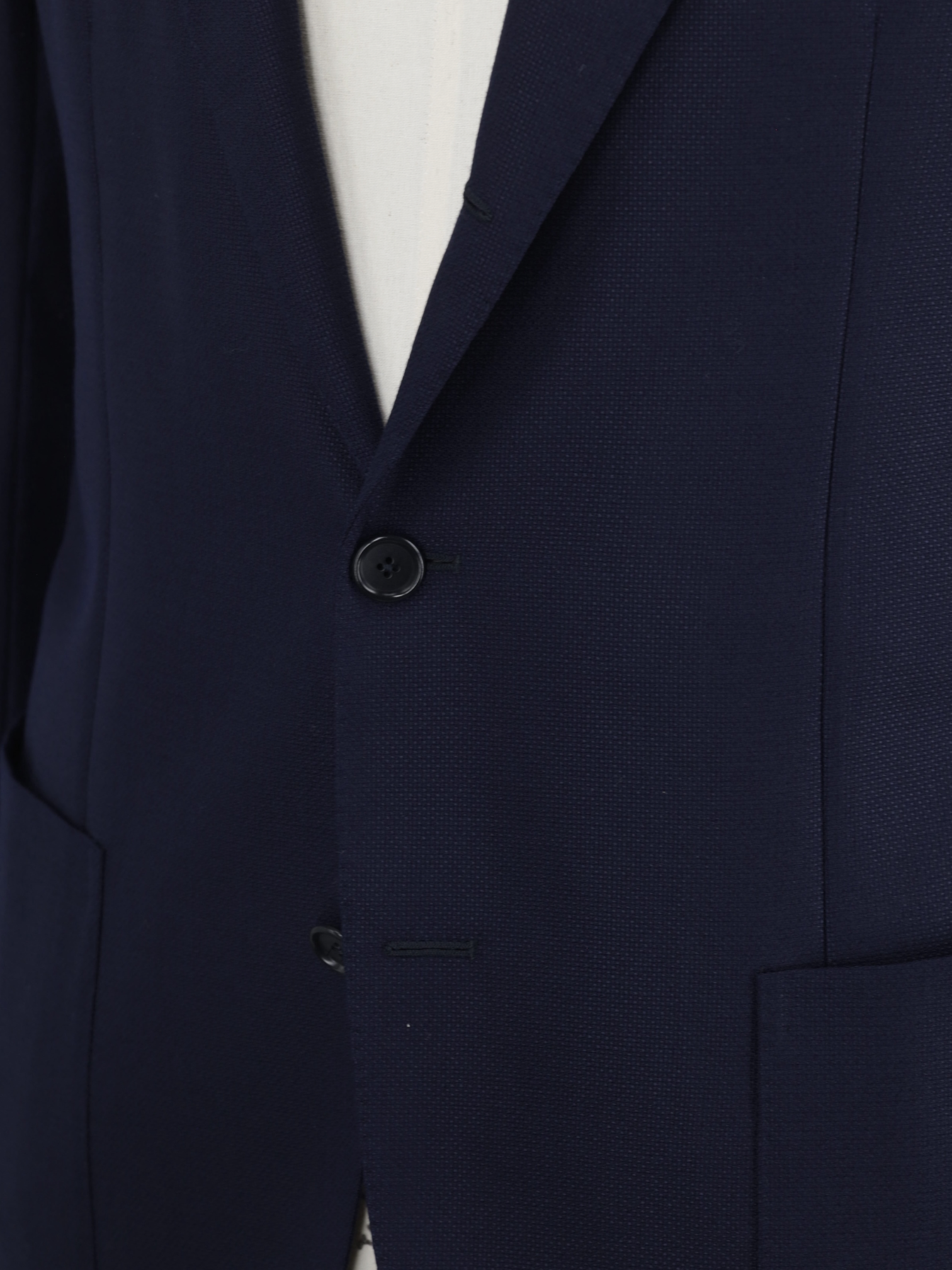 E. Formicola Navy Lightweight-Wool Hopsack Blazer Jacket