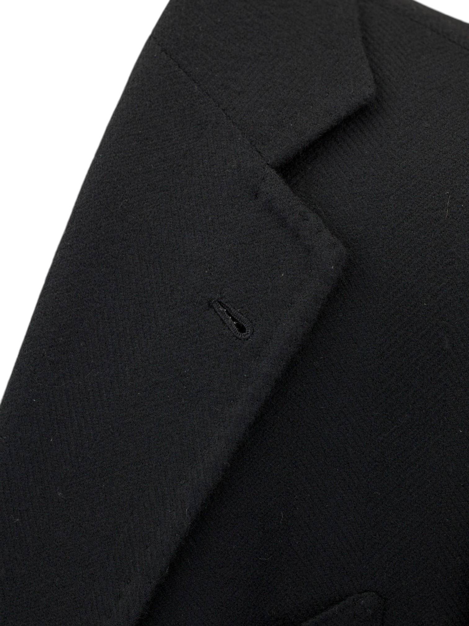 Orazio Luciano Black Virgin-Wool Herringbone Polocoat