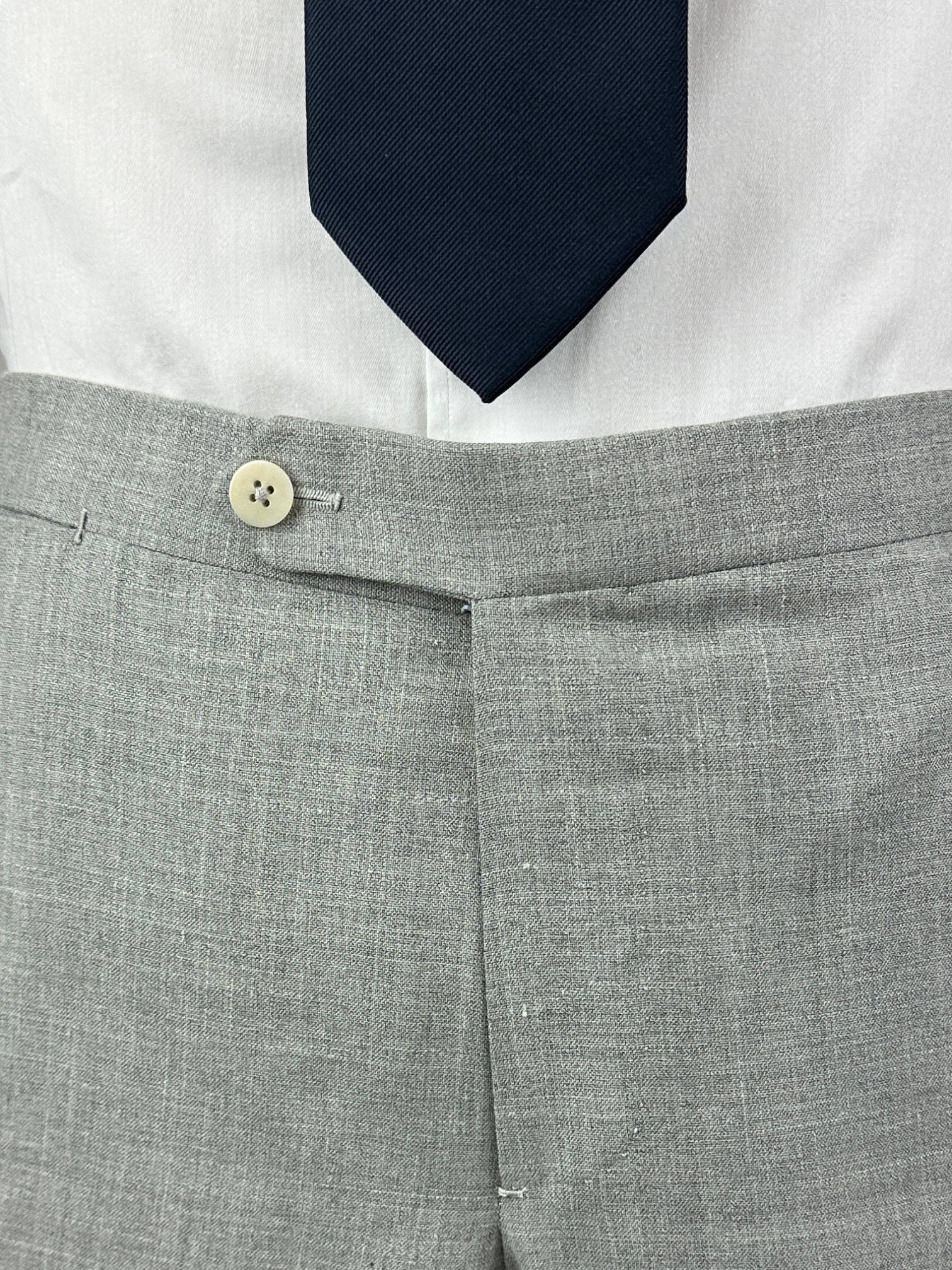 Isaia Light Grey Melange Wool Trousers