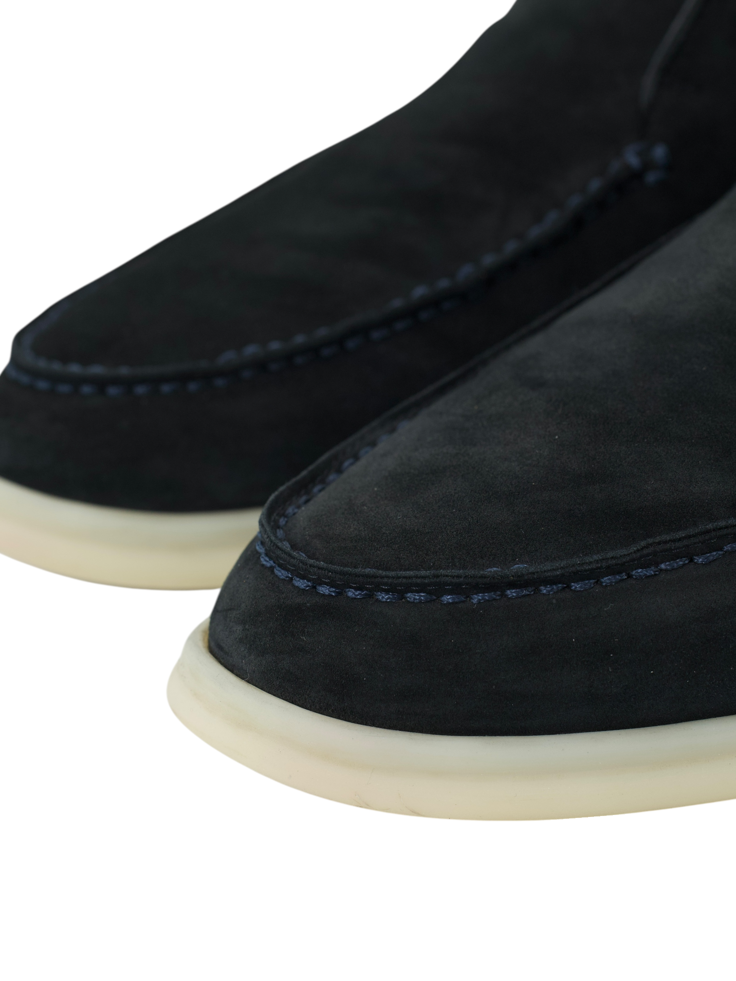 Loro Piana Navy Suede Open Walk Ankle Boots