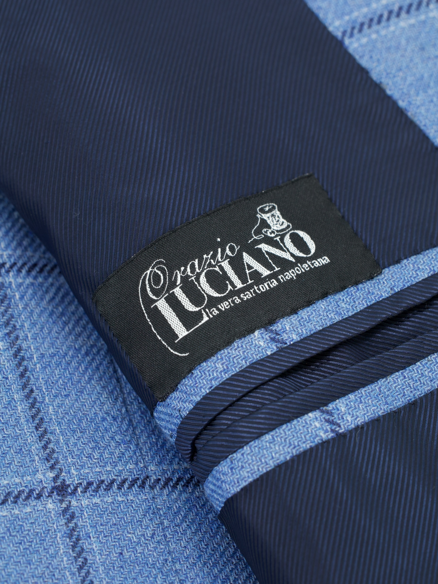 Orazio Luciano Light Blue Cashmere & Silk Windowpane Jacket