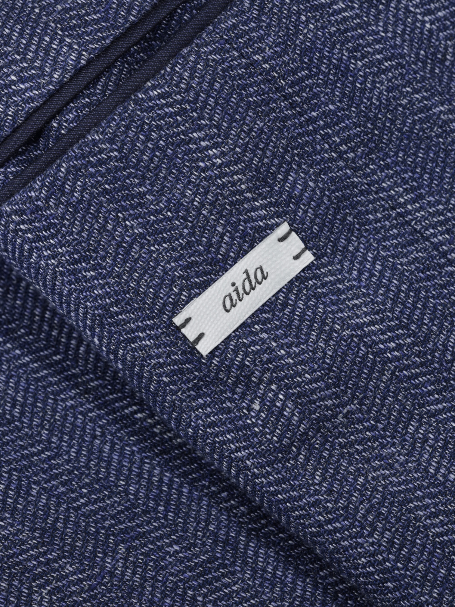 Caruso Denim Blue Linen & Cotton Herringbone Aida Jacket