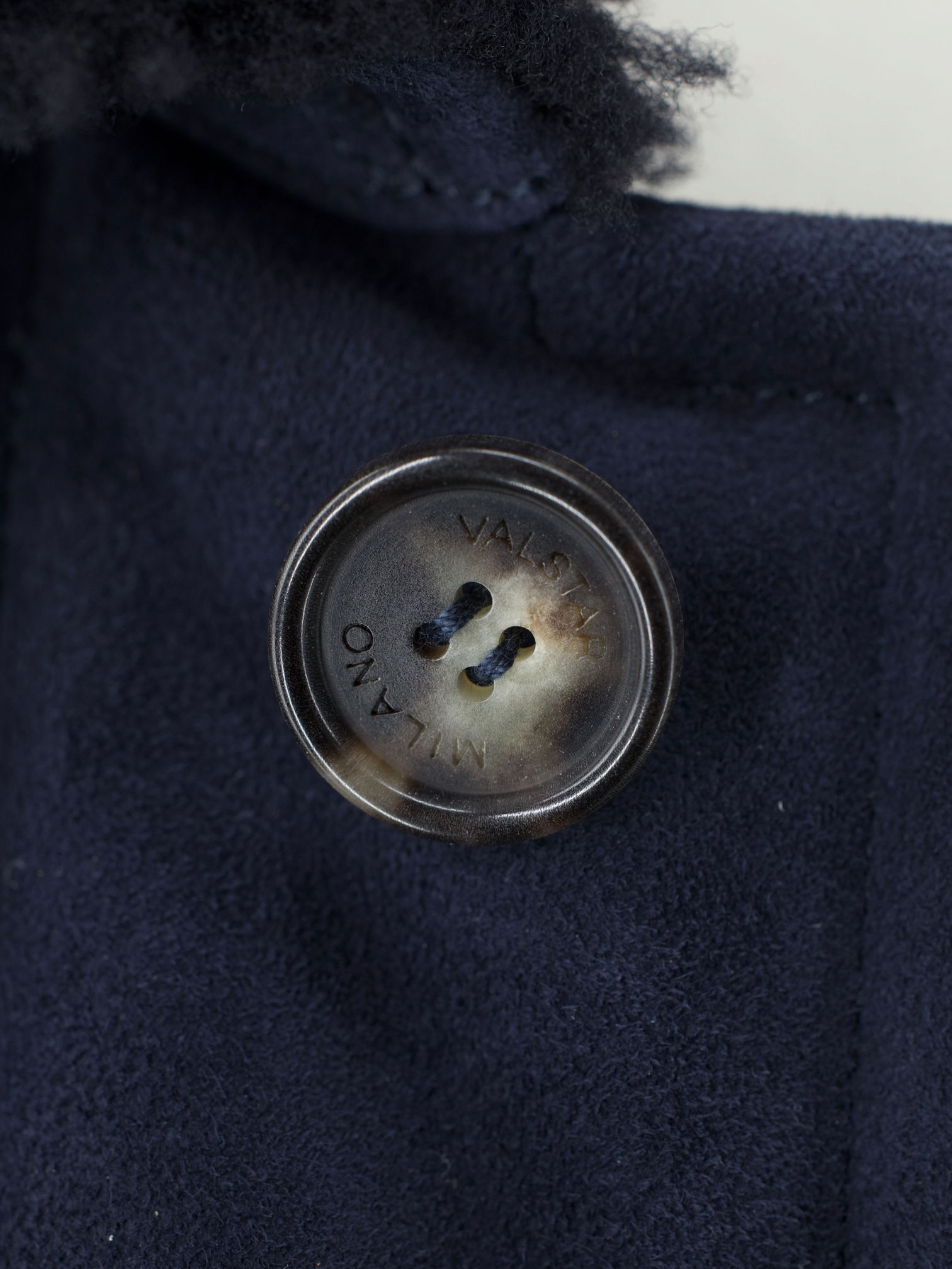 Valstar Navy Lambskin-Suede Shearling Deck Jacket