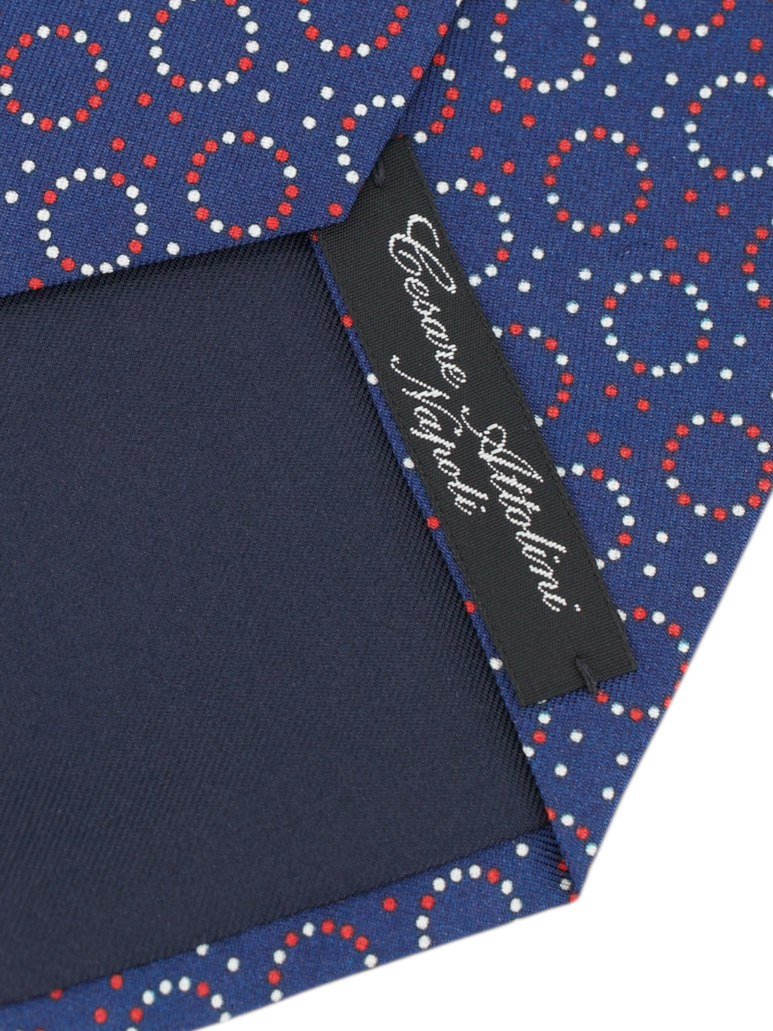 Cesare Attolini Blue & Red Silk Geometric Tie