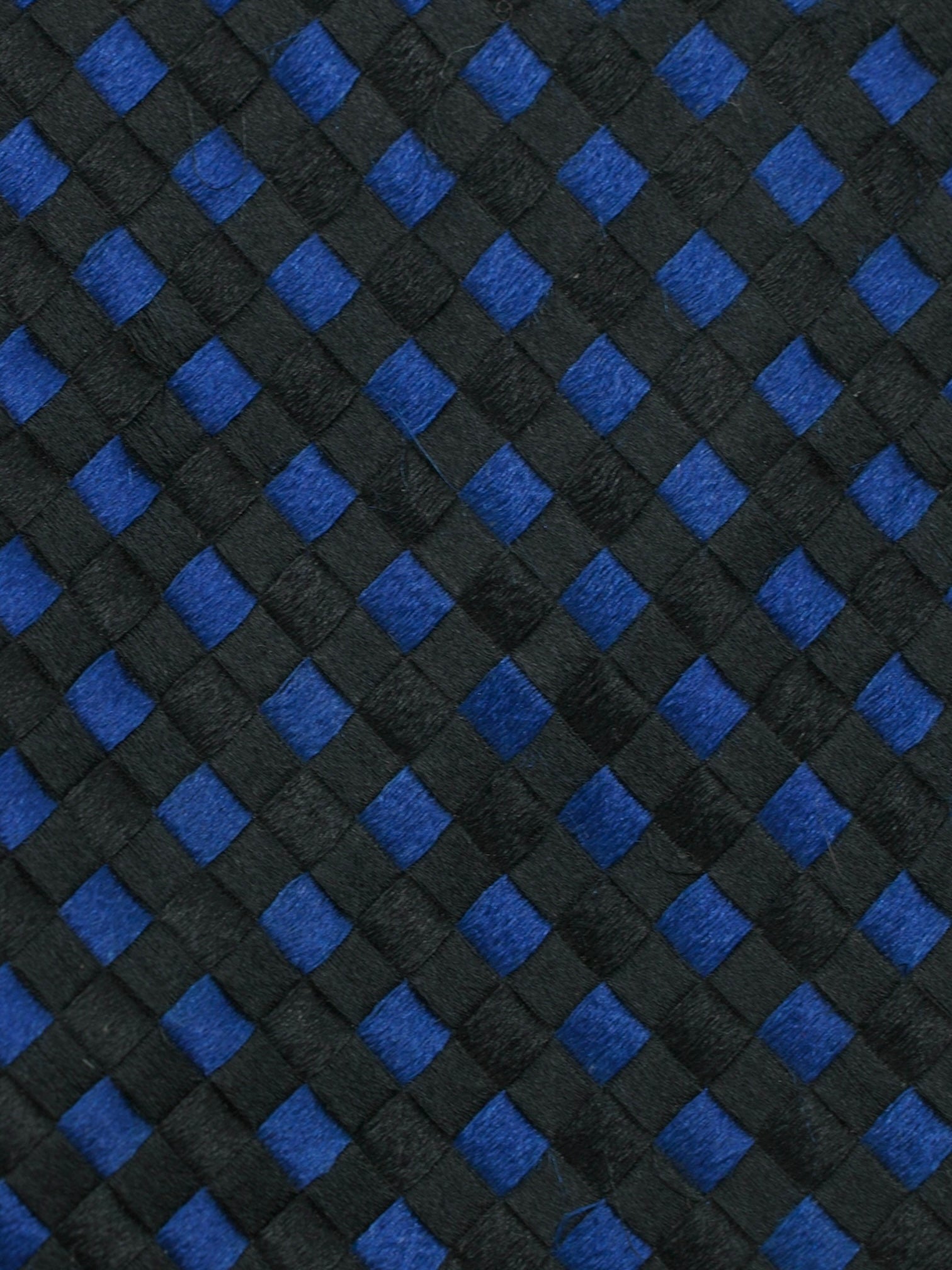 Charvet Black & Azure Blue Silk Jacquard Square-Pattern Tie