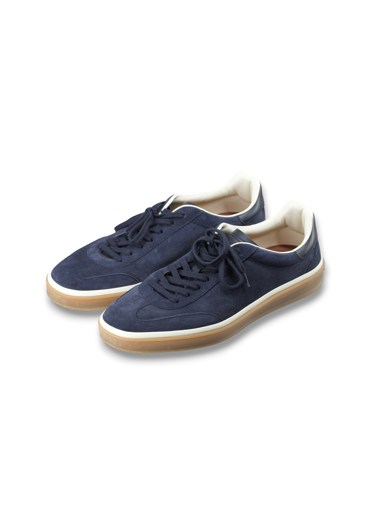 Loro Piana Navy Suede Calf-Split Tennis Walk Sneakers