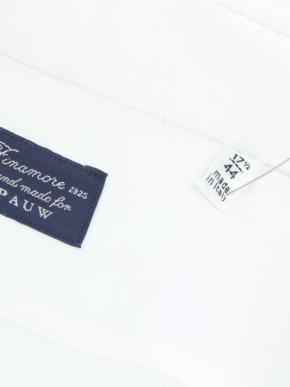 Finamore White Dobby-Cotton Spread-Collar Shirt