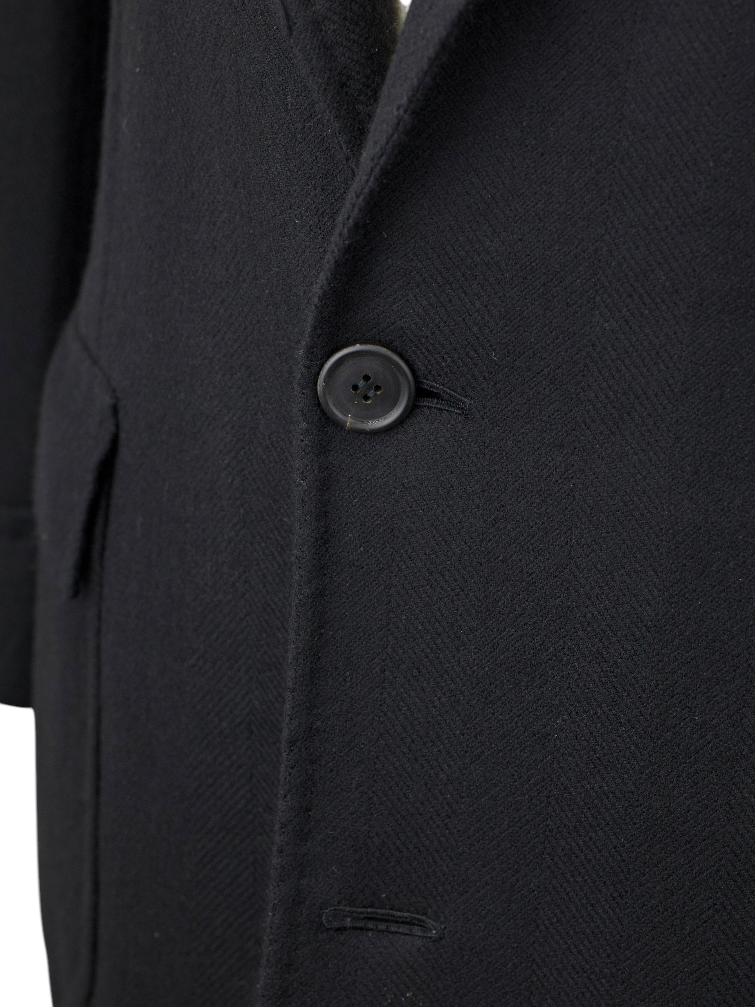 Orazio Luciano Black Virgin-Wool Herringbone Polocoat