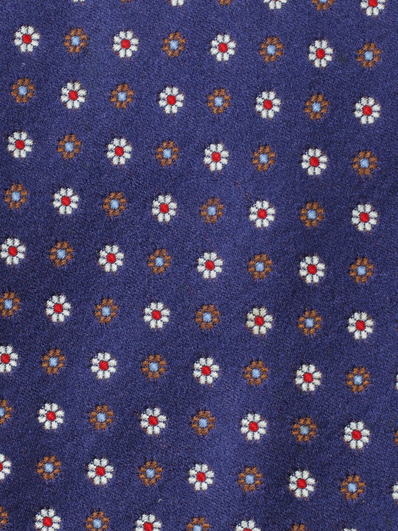 Kiton 5-Fold Navy & Brown Silk Floral Pattern Tie