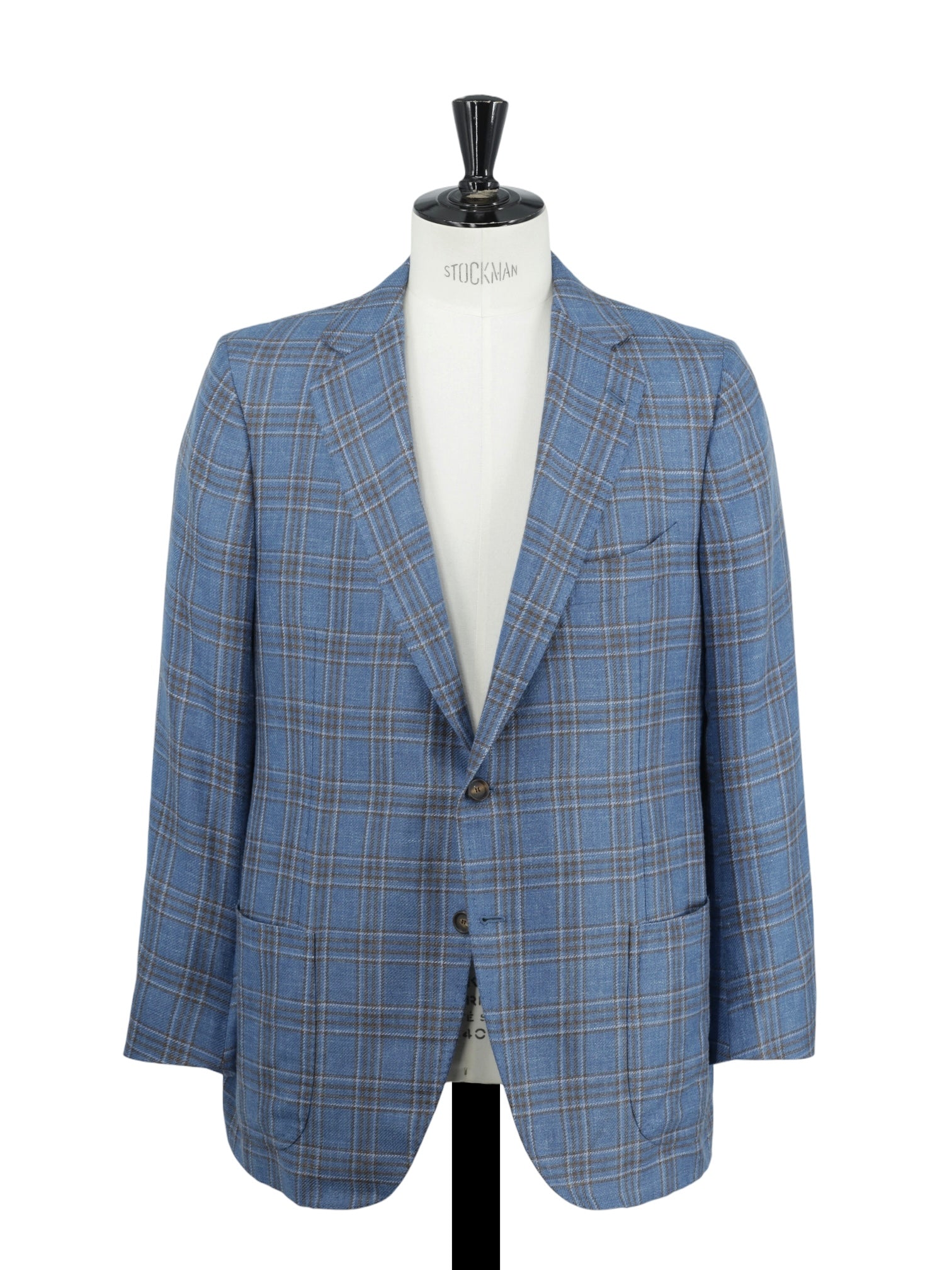 Cesare Attolini Petrol & Brown Cashmere, Silk & Linen Checkered Jacket