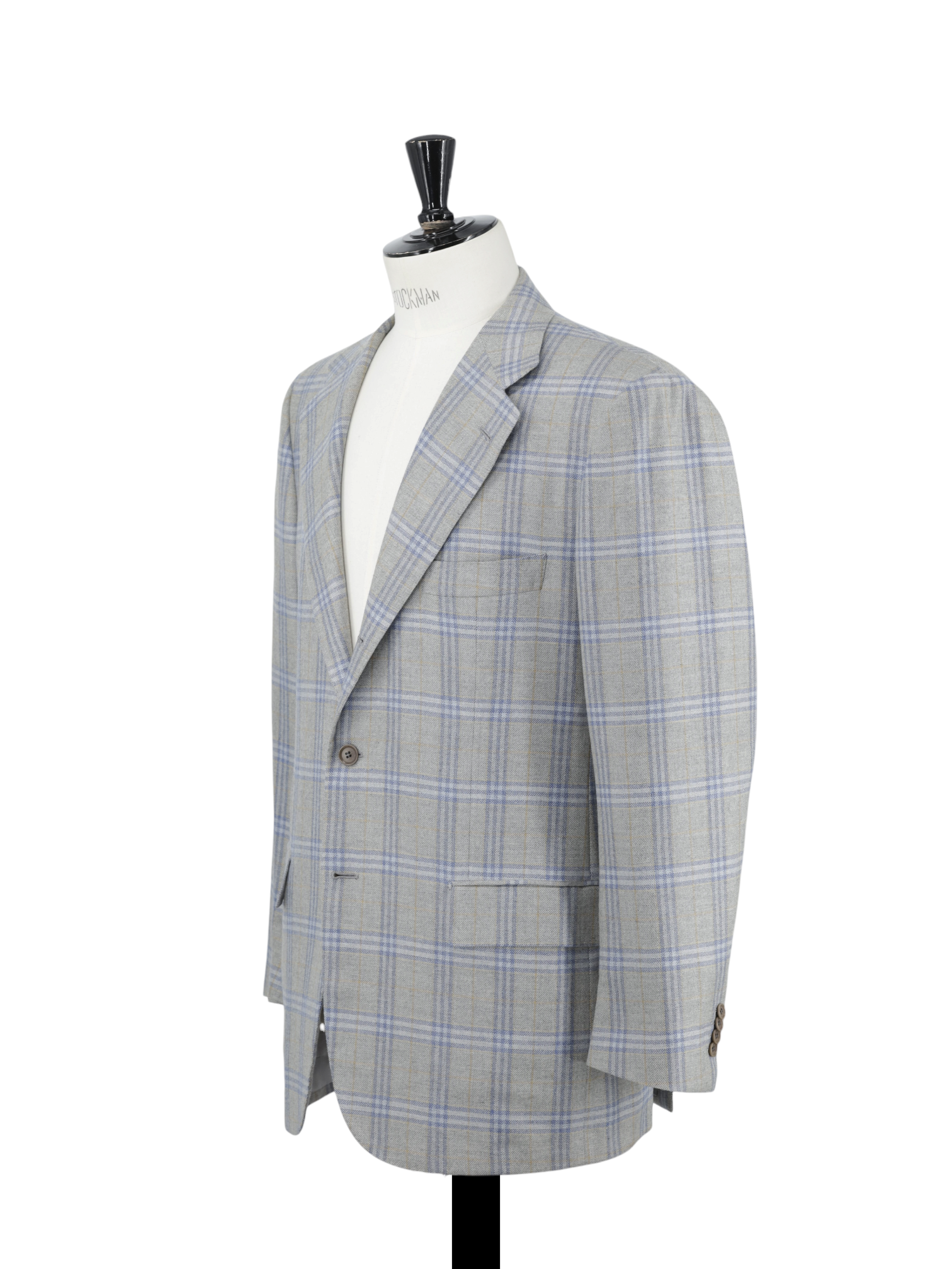 Kiton Taupe, Light Blue & Orange Pure-Cashmere Windowpane Jacket