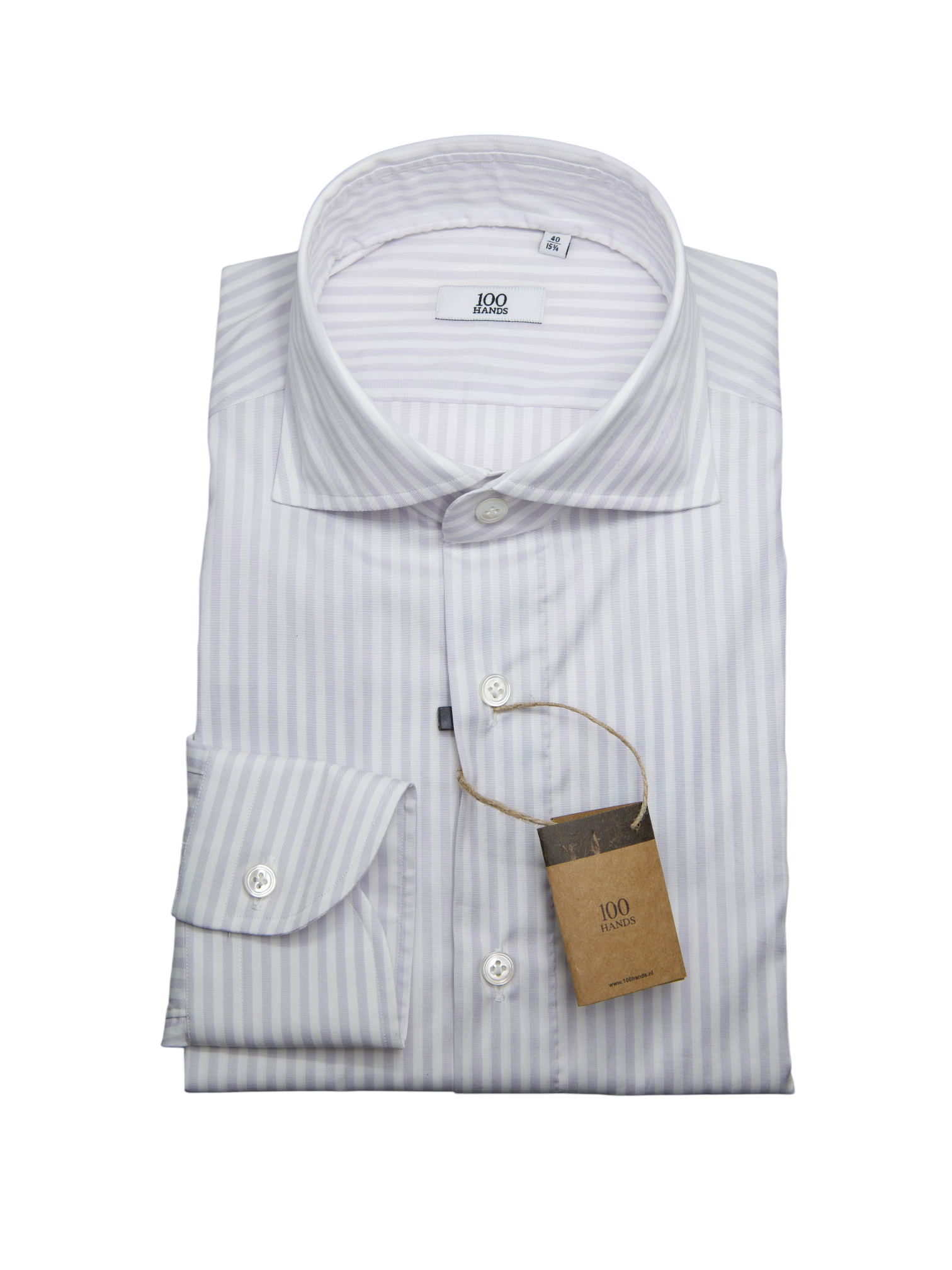 100 Hands White & Soft Purple Bengal-Stripe Shirt