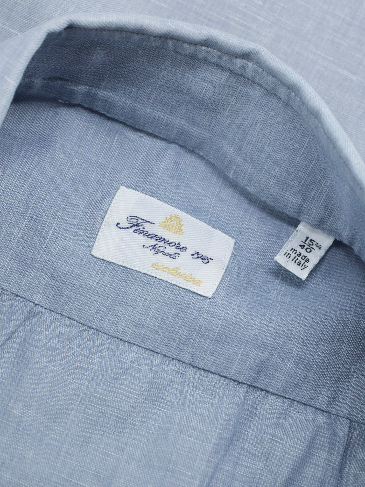 Finamore Sage Grey Linen & Cotton "Carlo Riva" Sartorial Summer Shirt