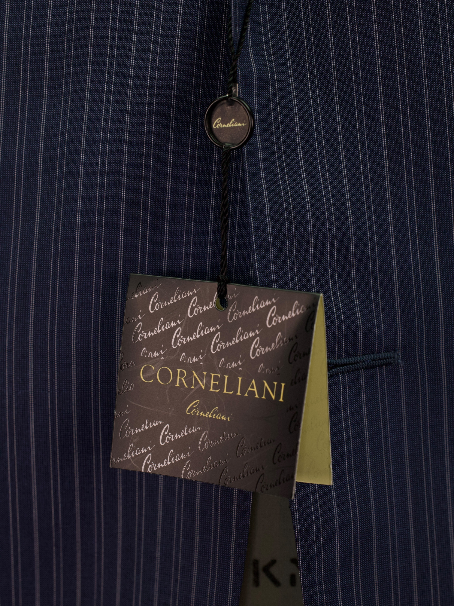 Corneliani Steel Blue Silk & Wool Multi-Pinstripe Suit