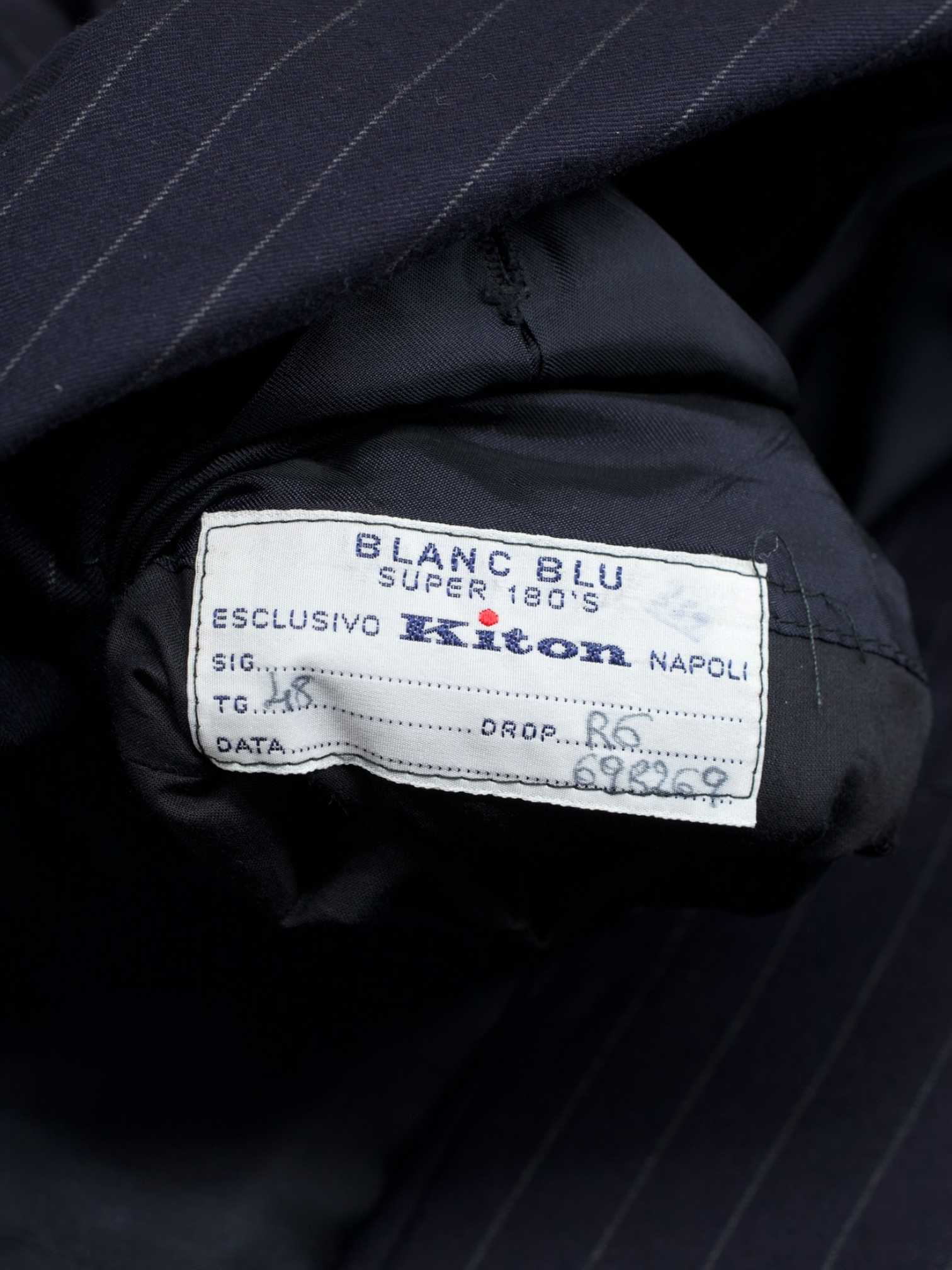 Kiton Navy Lightly-Brushed Super 180's "Blanc Blu" Pinstripe Suit