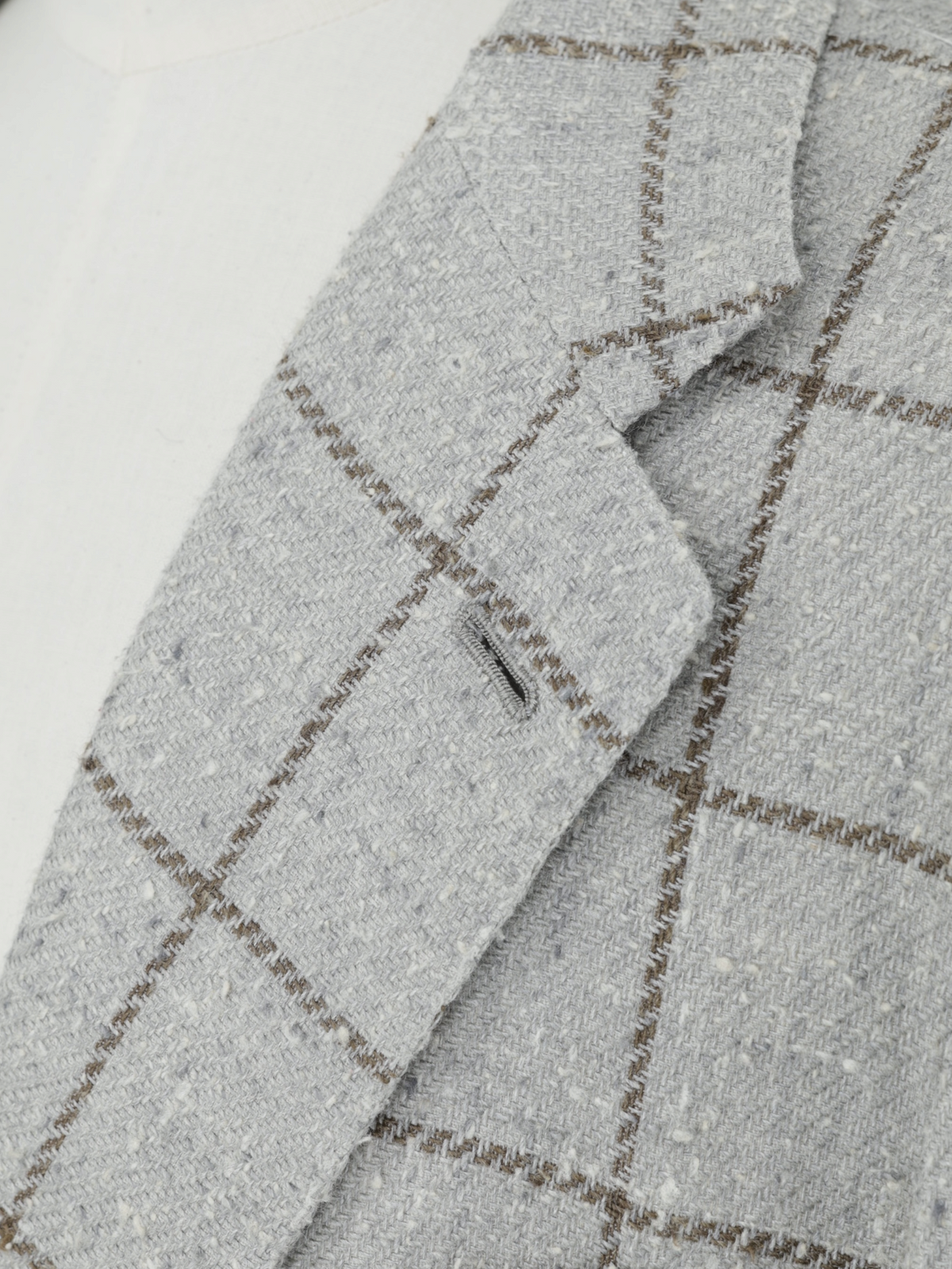 Kiton Taupe & Lichtbruin Zijde & Fleece-Wol Windowpane Jasje