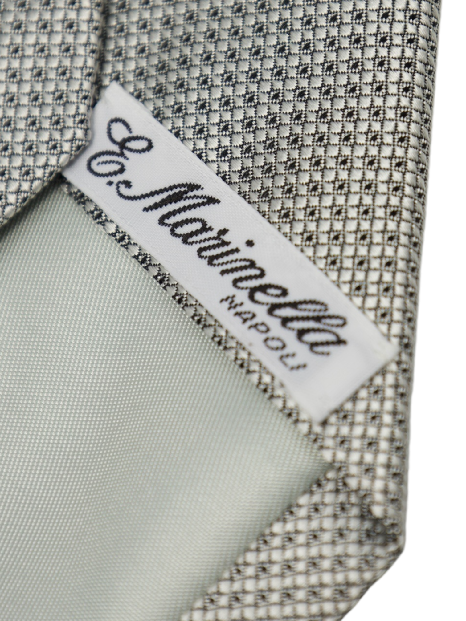 E. Marinella Silver Geometric Silk Tie