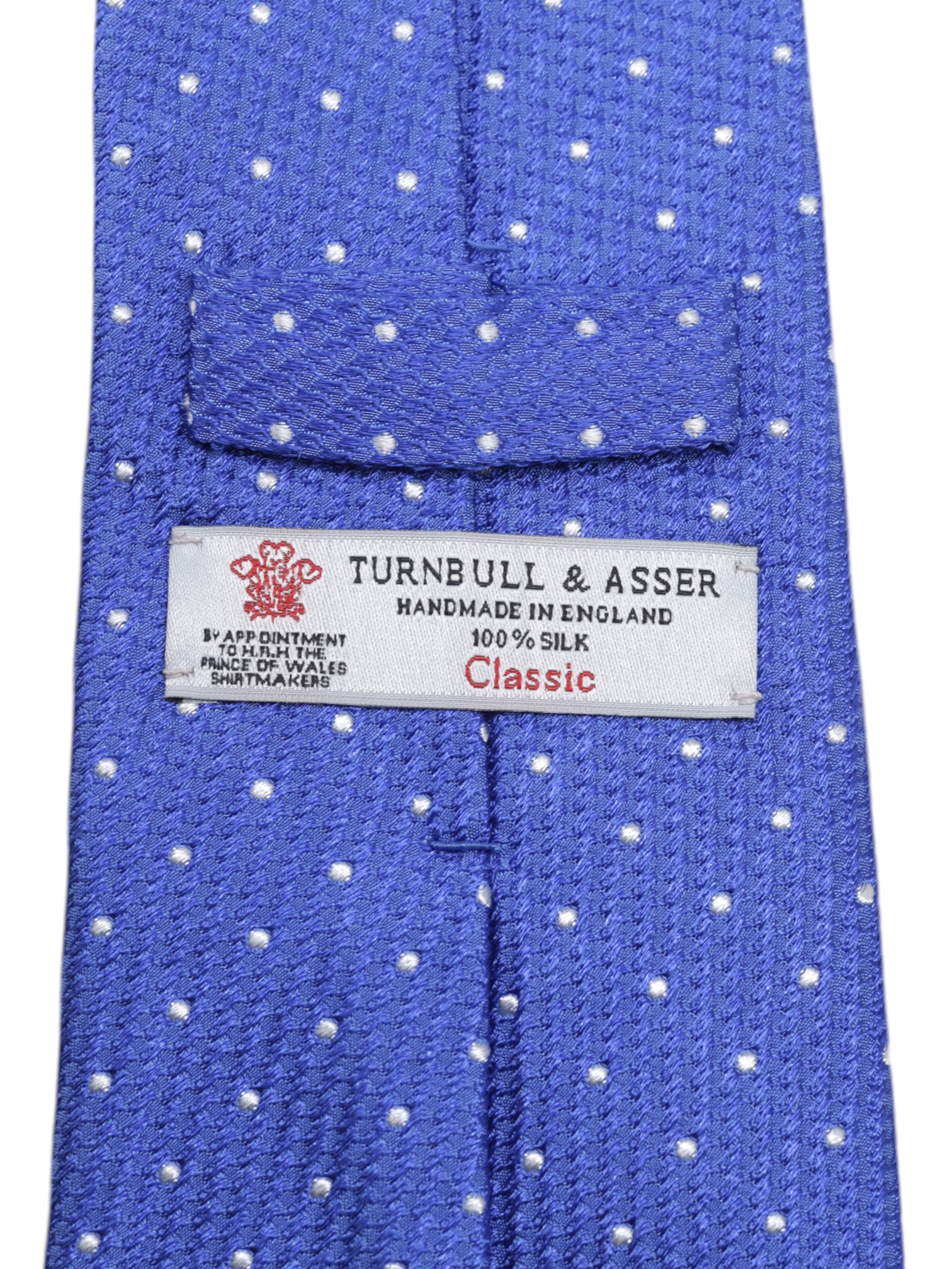 Turnbull & Asser Azure Blue & White Silk Polkadot Tie