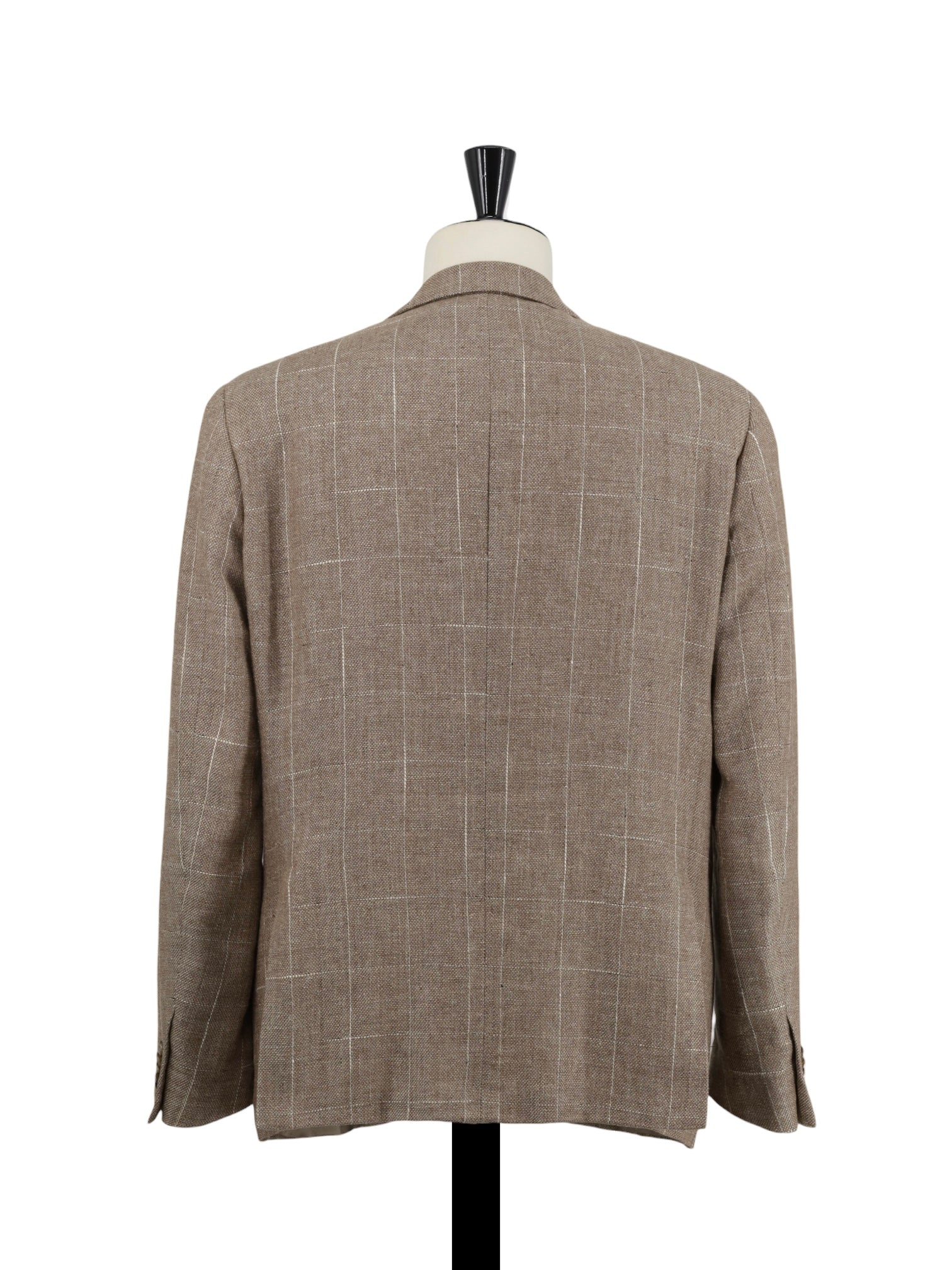 Corneliani Light Brown Wool, Silk & Linen Windowpane Gate Jacket