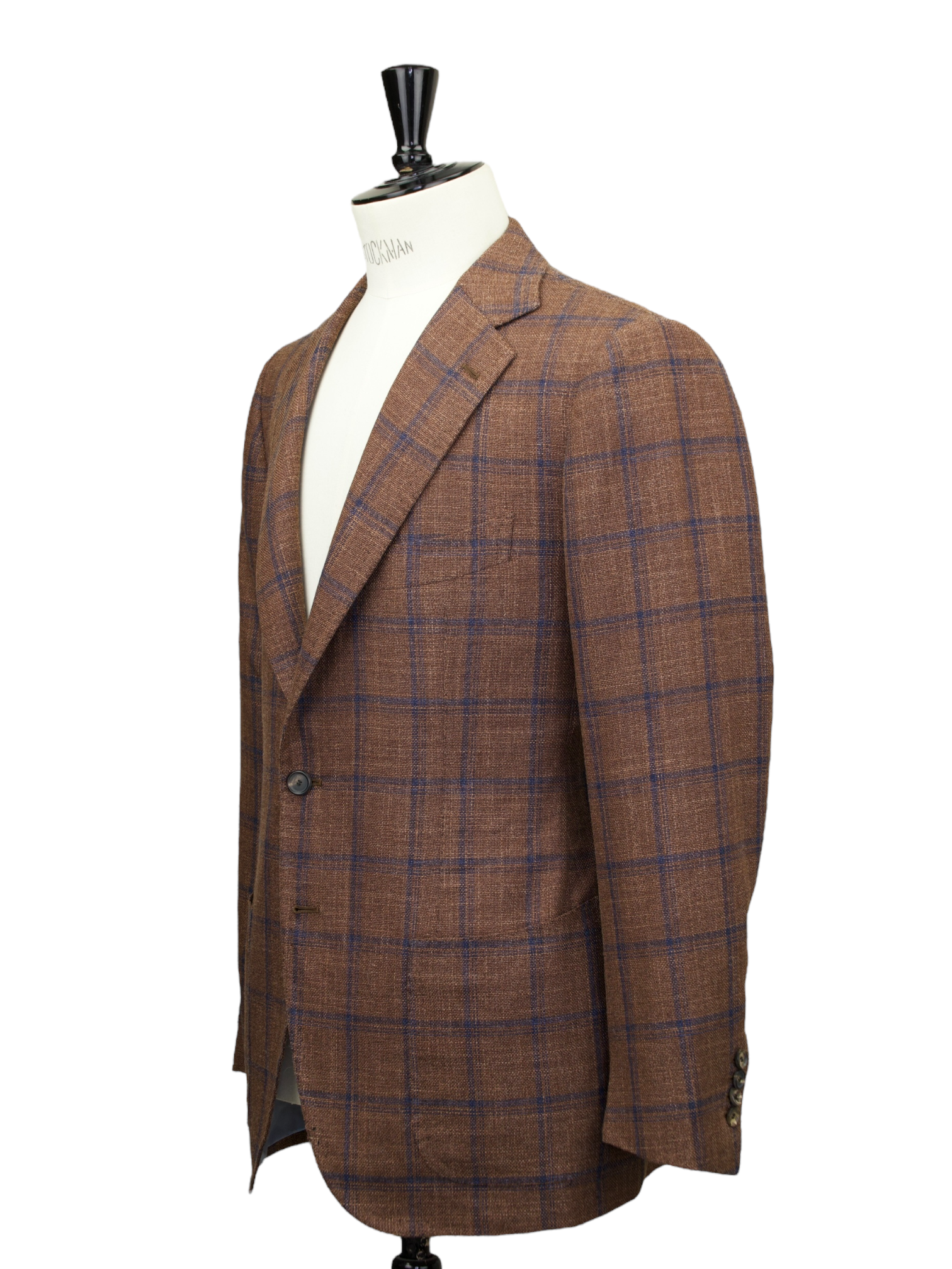 Cesare Attolini Chestnut Brown Wool & Silk Hopsack Windowpane Jacket
