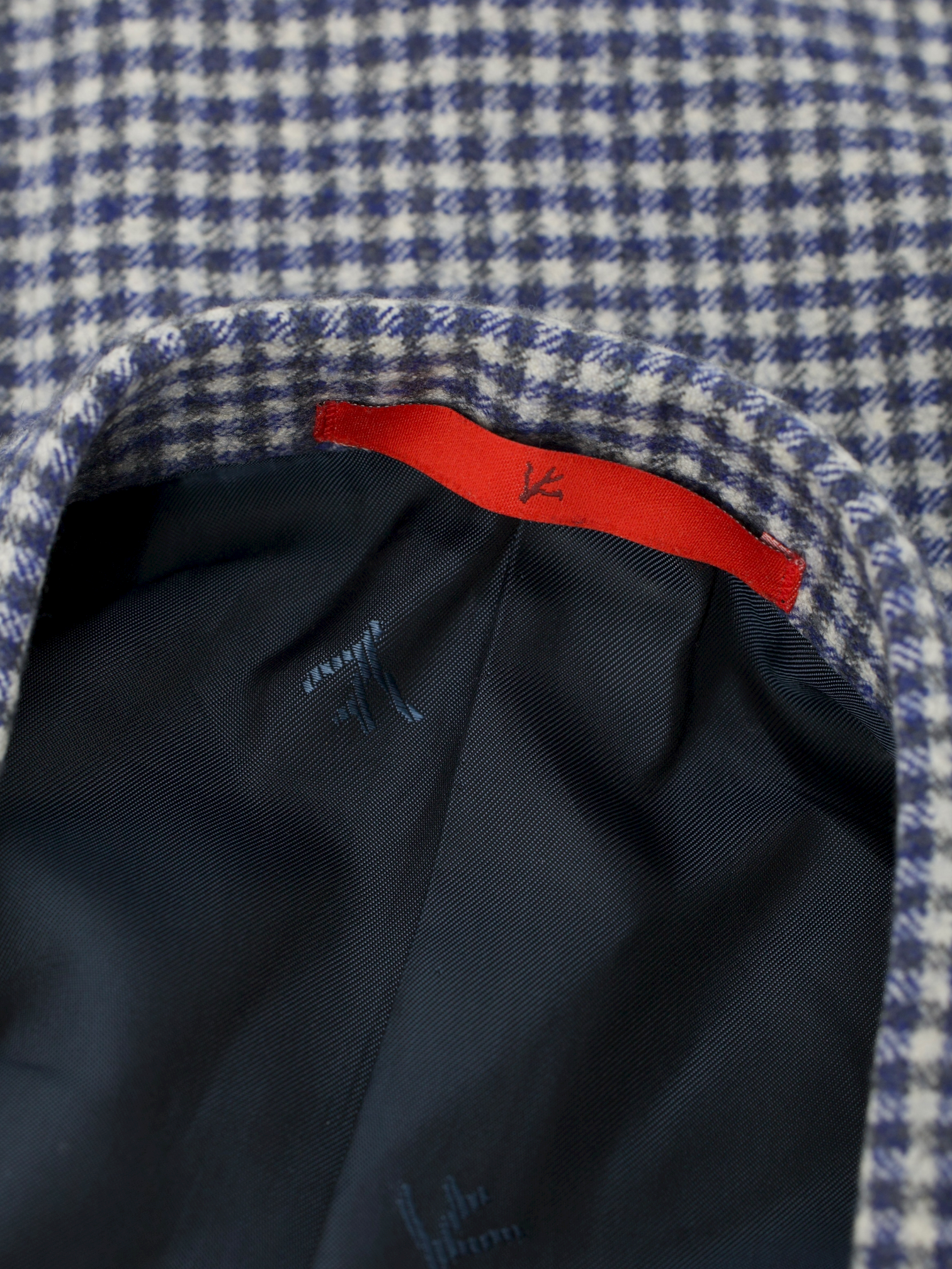 Isaia Blue Brushed-Wool Flannel Gun Check Jacket