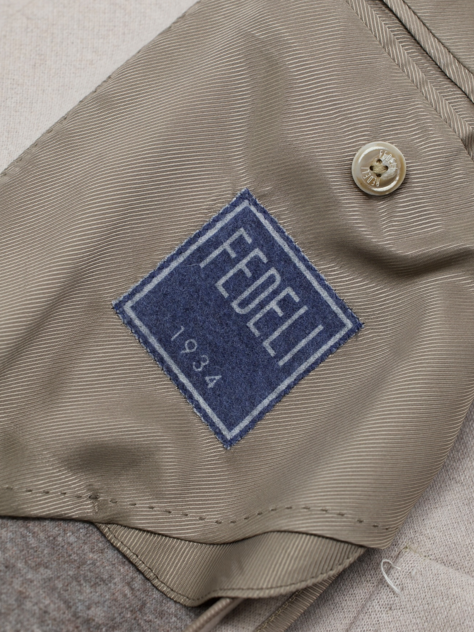 Fedeli Greige Pure Cashmere Tubular-Collar "Damon" Jacket