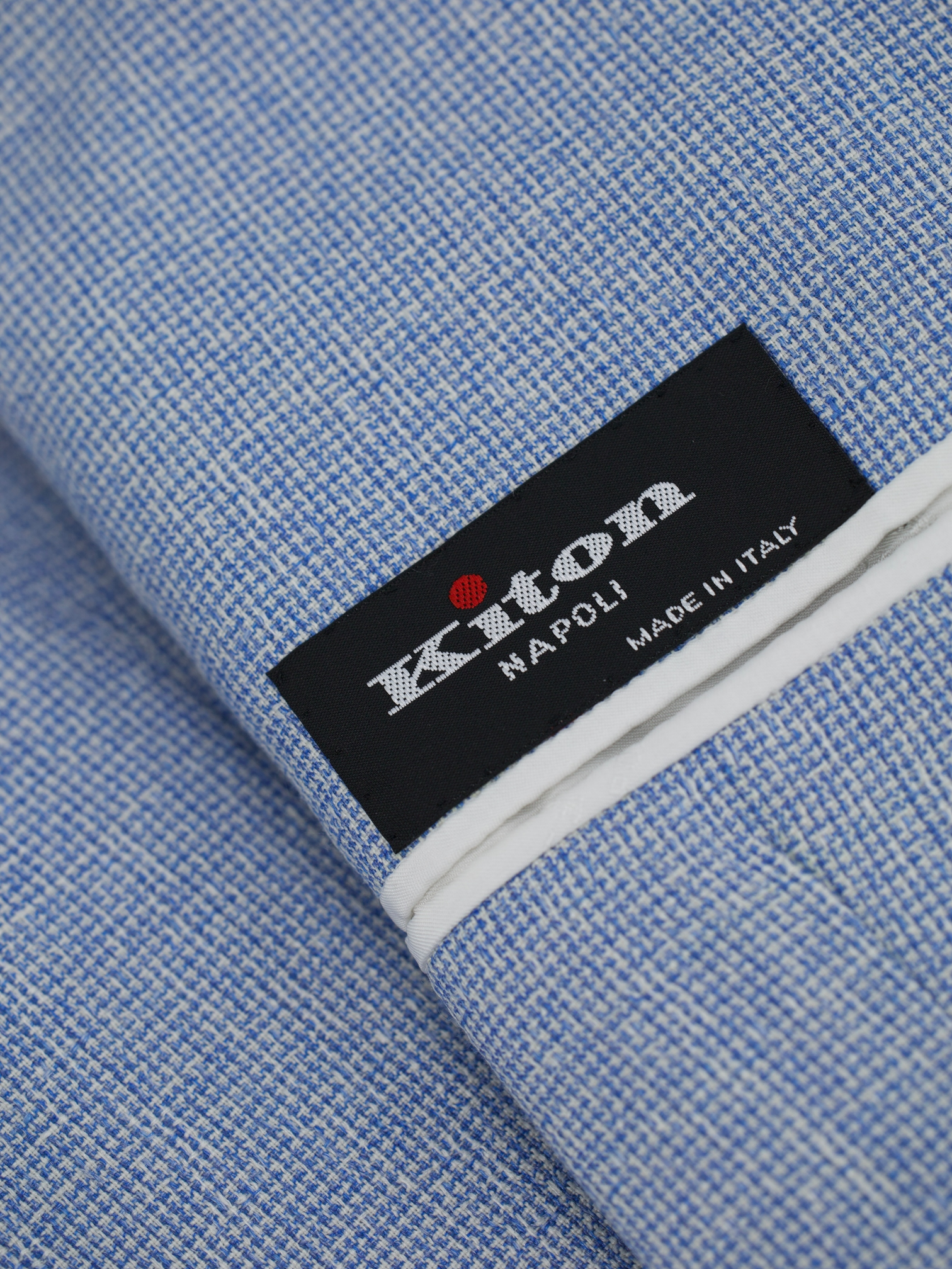 Kiton Light Blue Cashmere, Silk & Linen Micro-Pattern Jacket