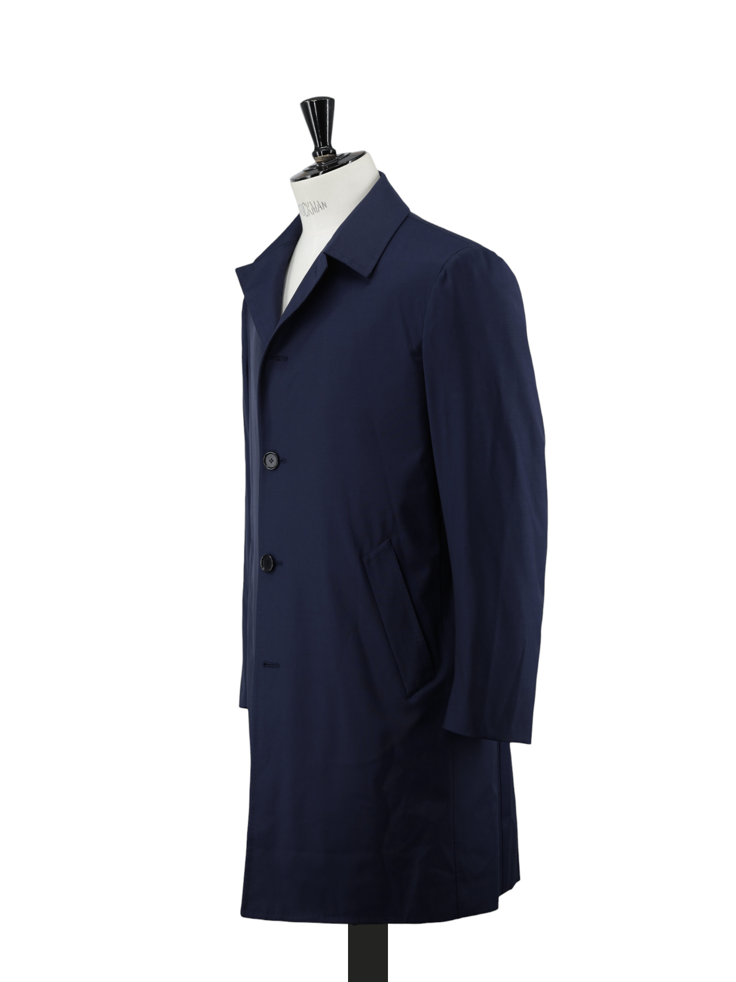 Cesare Attolini Navy Storm-System Wool Carcoat