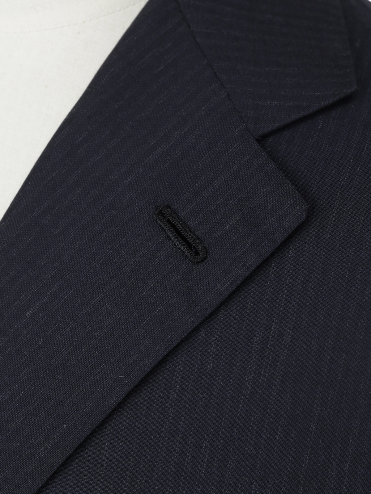 Kiton Deep Navy Lightweight Cashmere Shadow-Stripe Suit