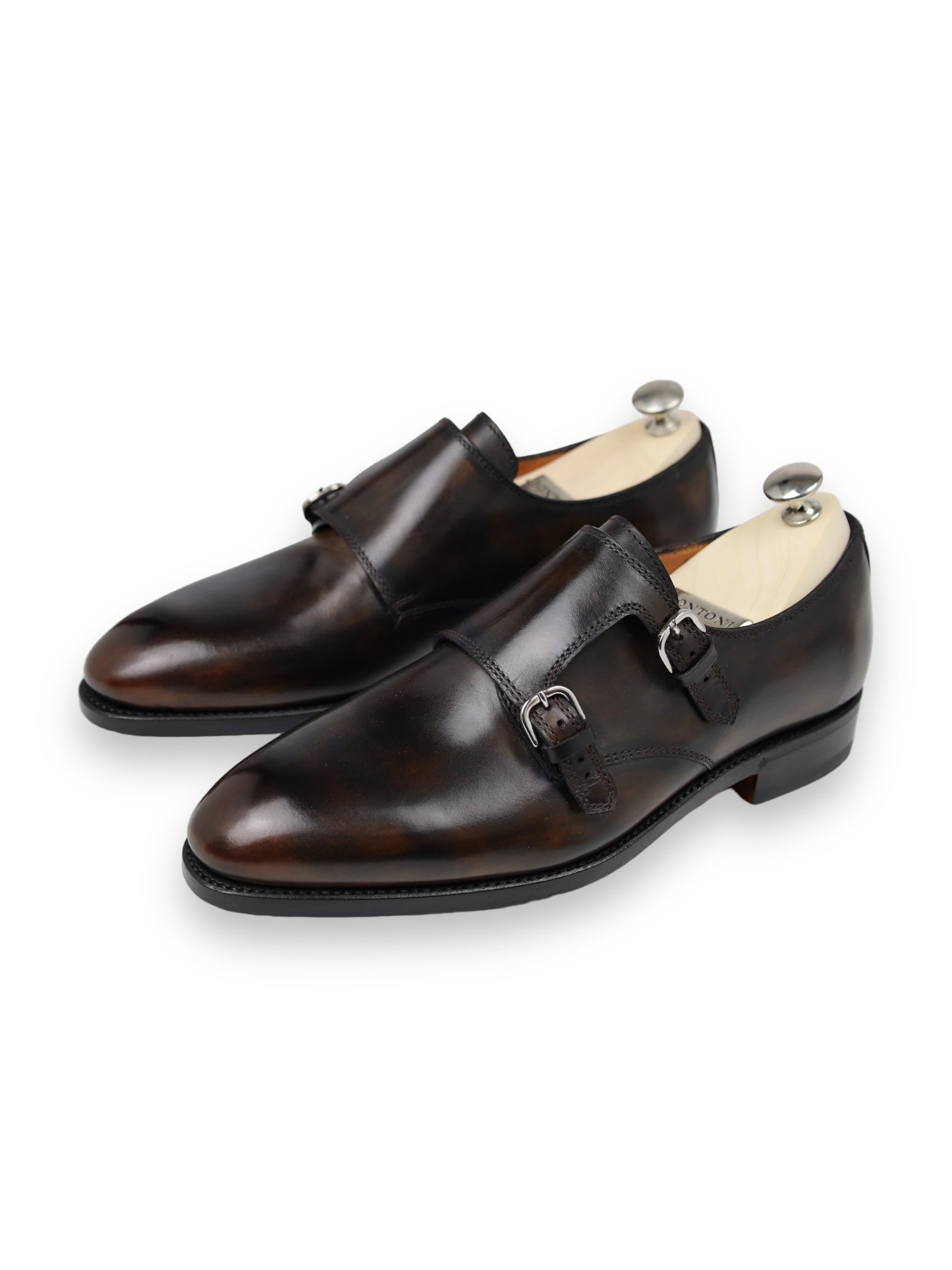 Bontoni Dark Brown Double Monk + Crocodile Belt