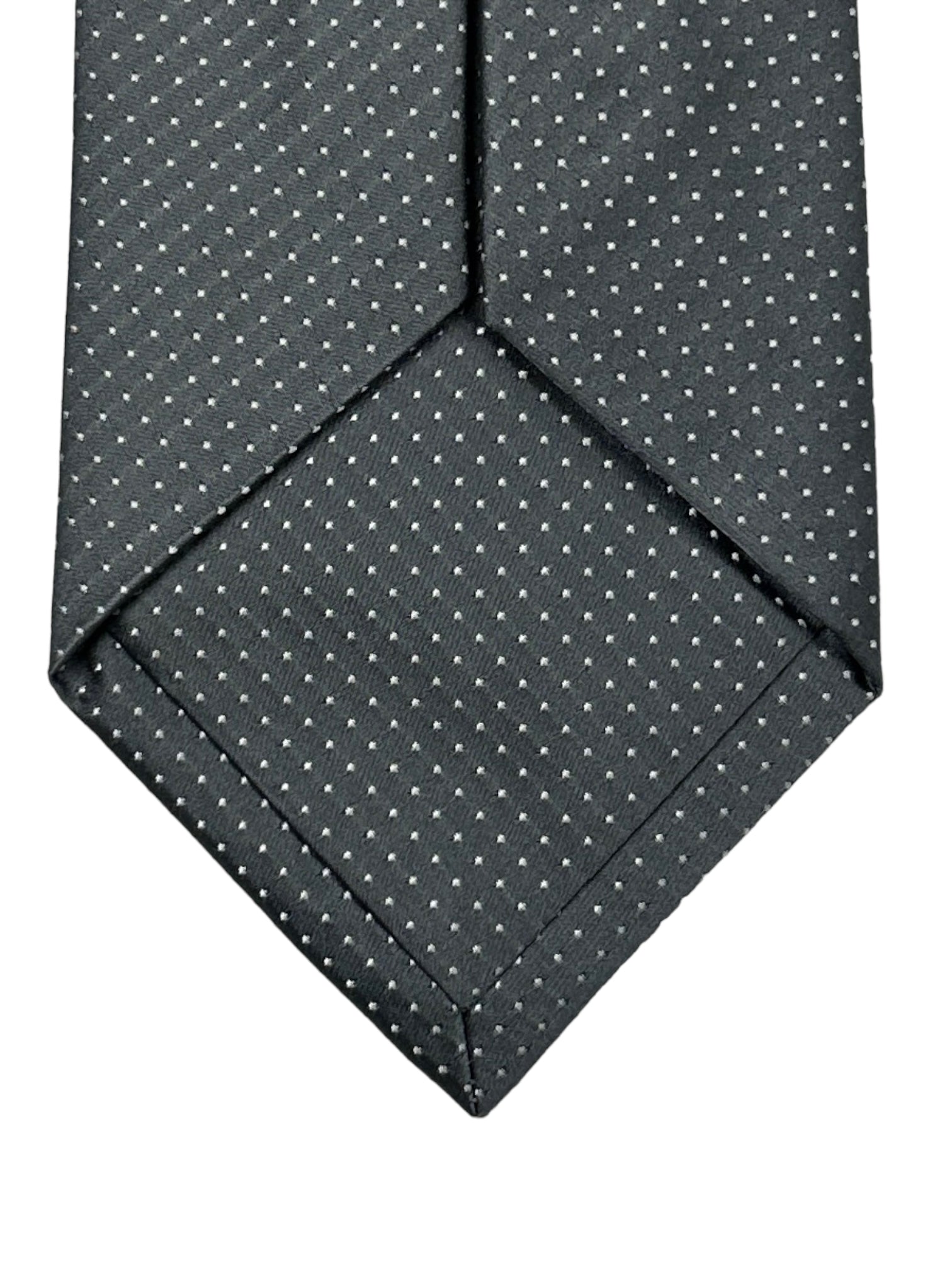 Isaia 7-Fold Grey Polka Dot Silk Tie