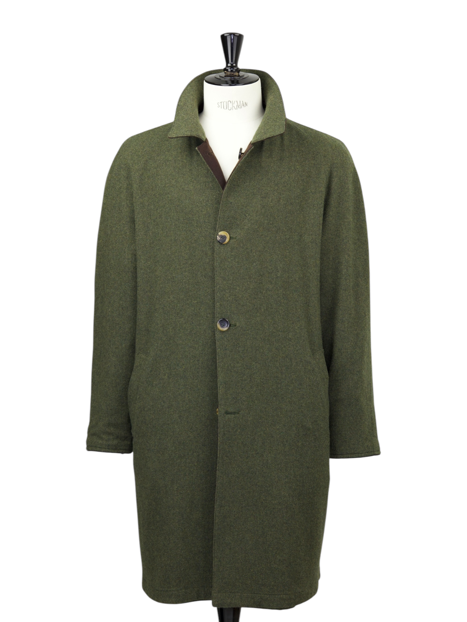 Kiton Chocolate Brown & Olive Green Reversible Cashmere Coat