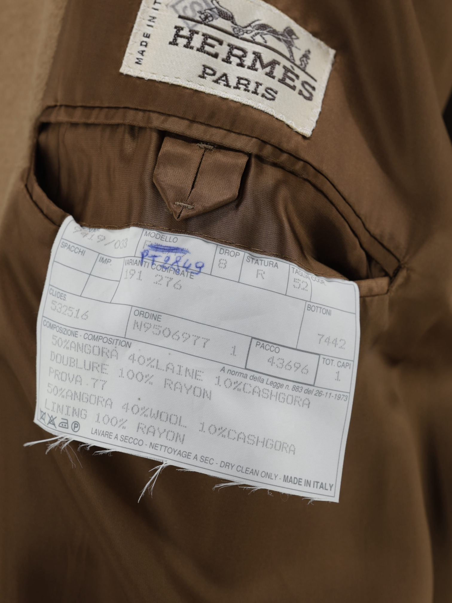 Hermès Mocca Brown Angora, Wool & Cashgora Raglan Overcoat