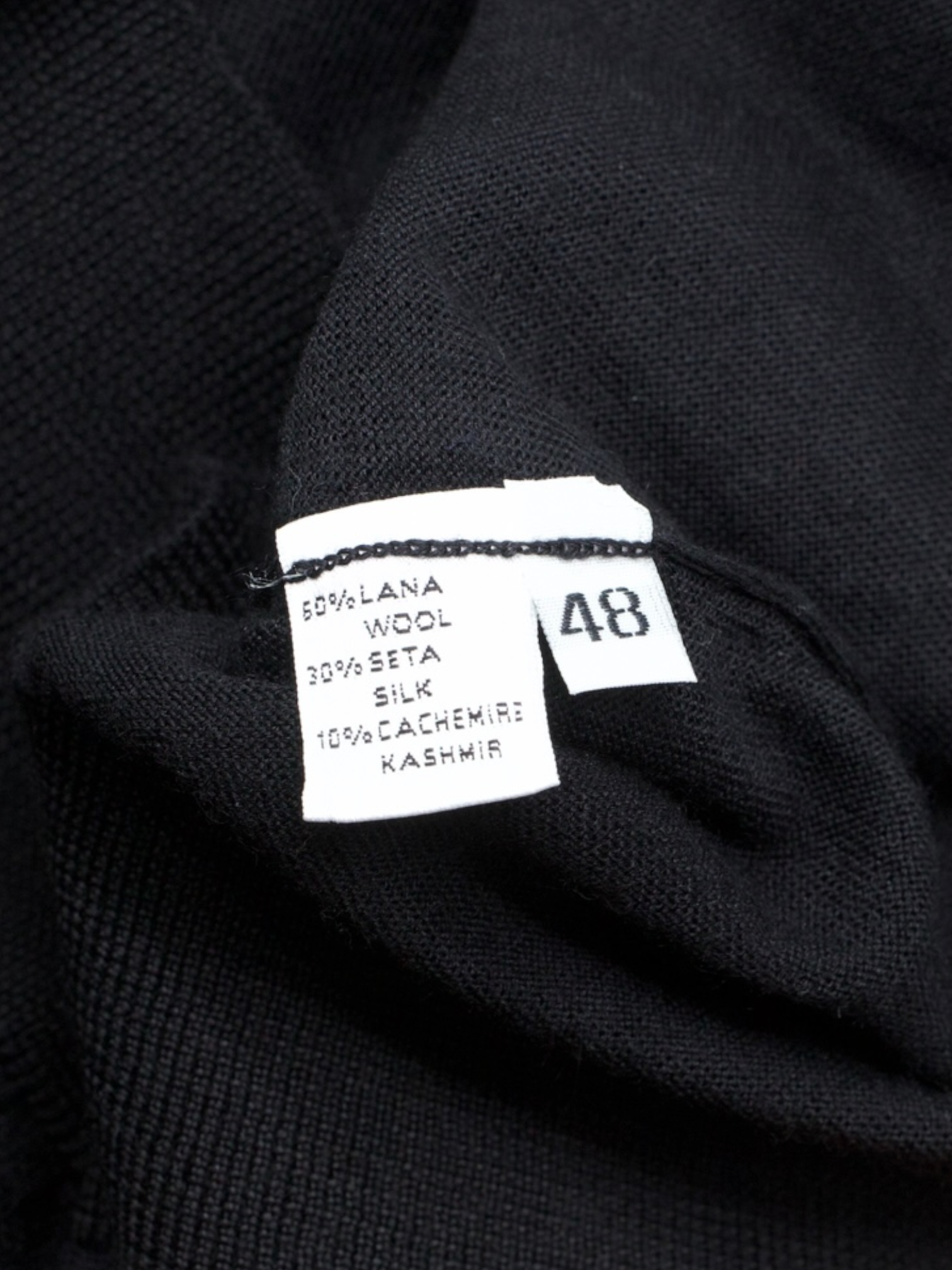 Doriani Black Wool, Silk & Cashmere Long-Sleeve Polo