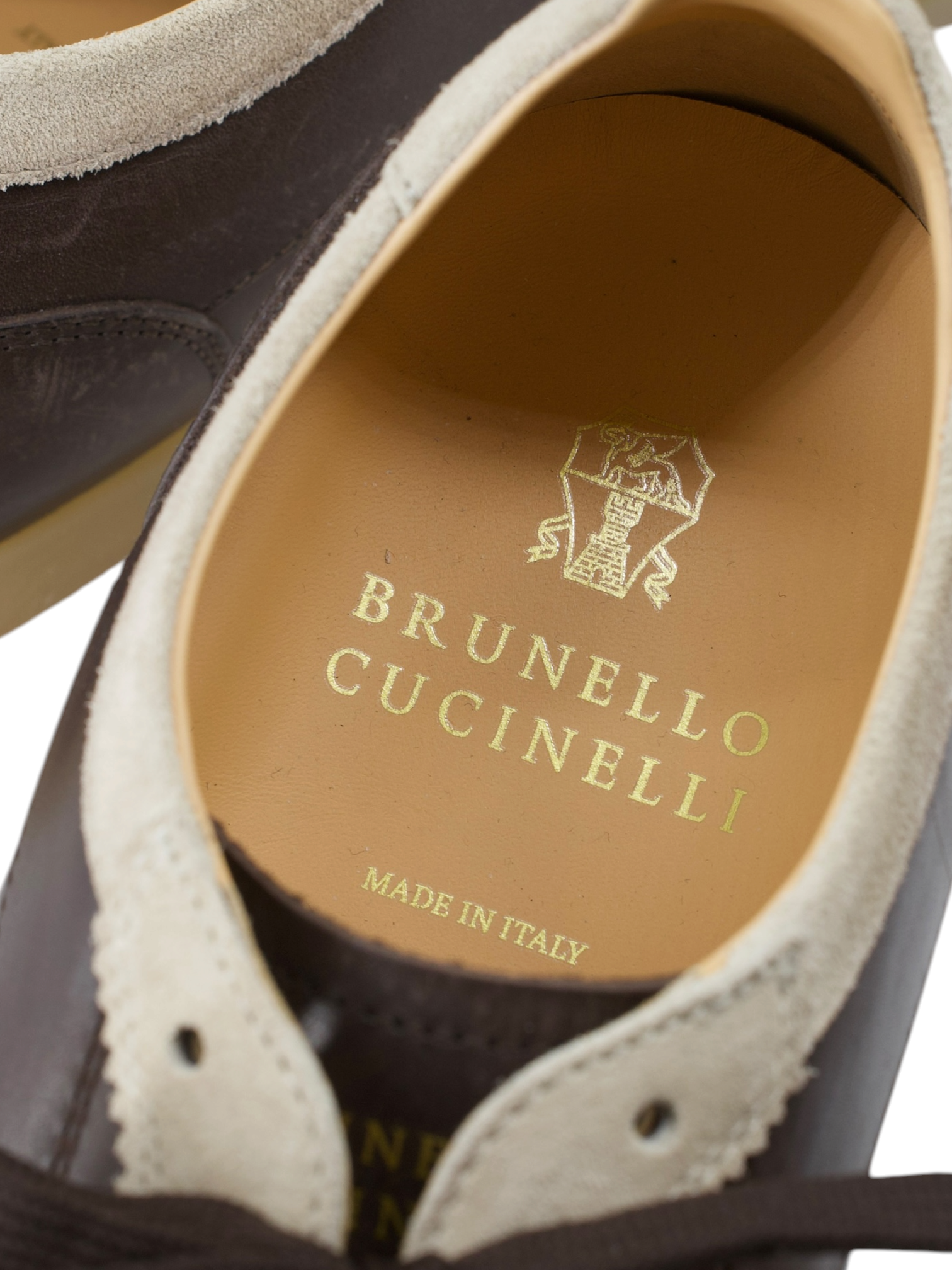 Brunello Cucinelli Dark Brown Leather Tennis-Style Sneakers