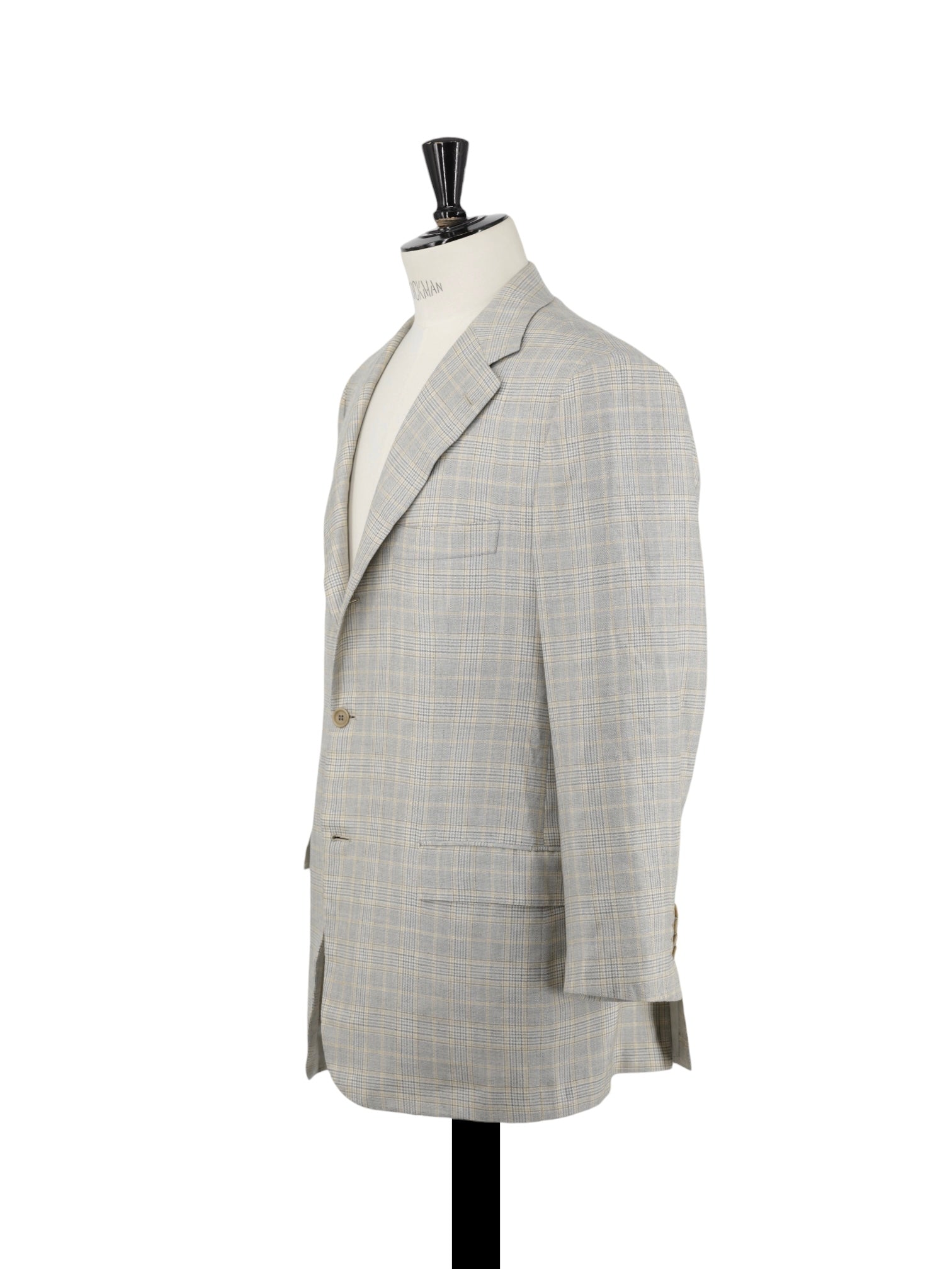 Kiton Taupe & Soft Yellow Lightweight-Cashmere Prince of Wales Jacket