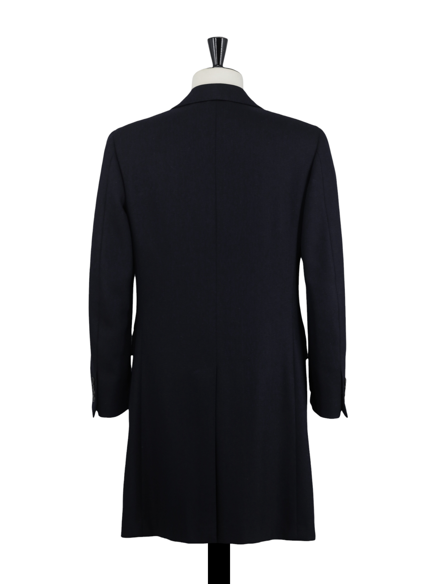 Canali Black Classic Wool & Cashmere Herringbone Overcoat