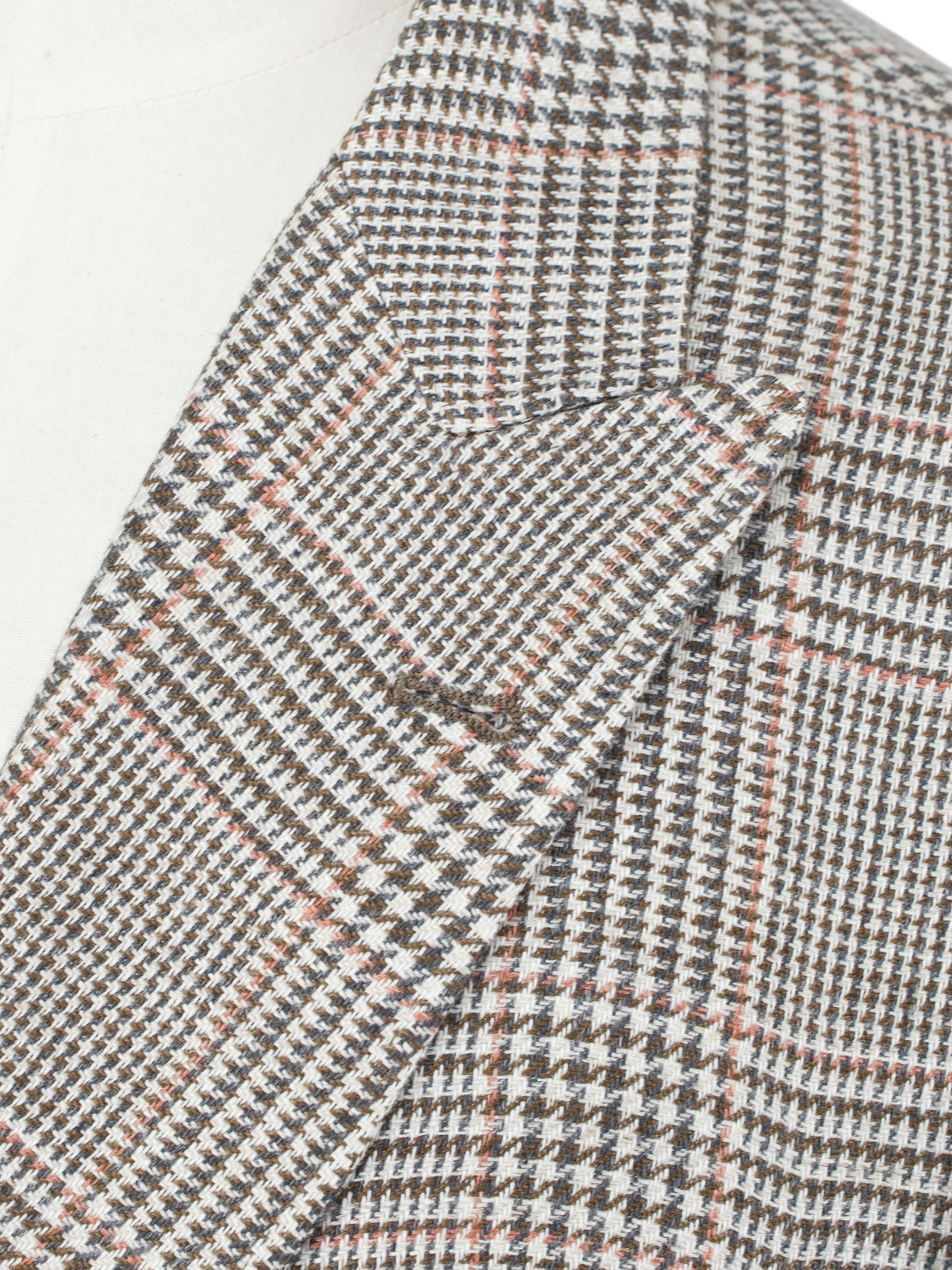 Brunello Cucinelli Brown Linen, Wool & Silk Double-Breasted Glenplaid Suit
