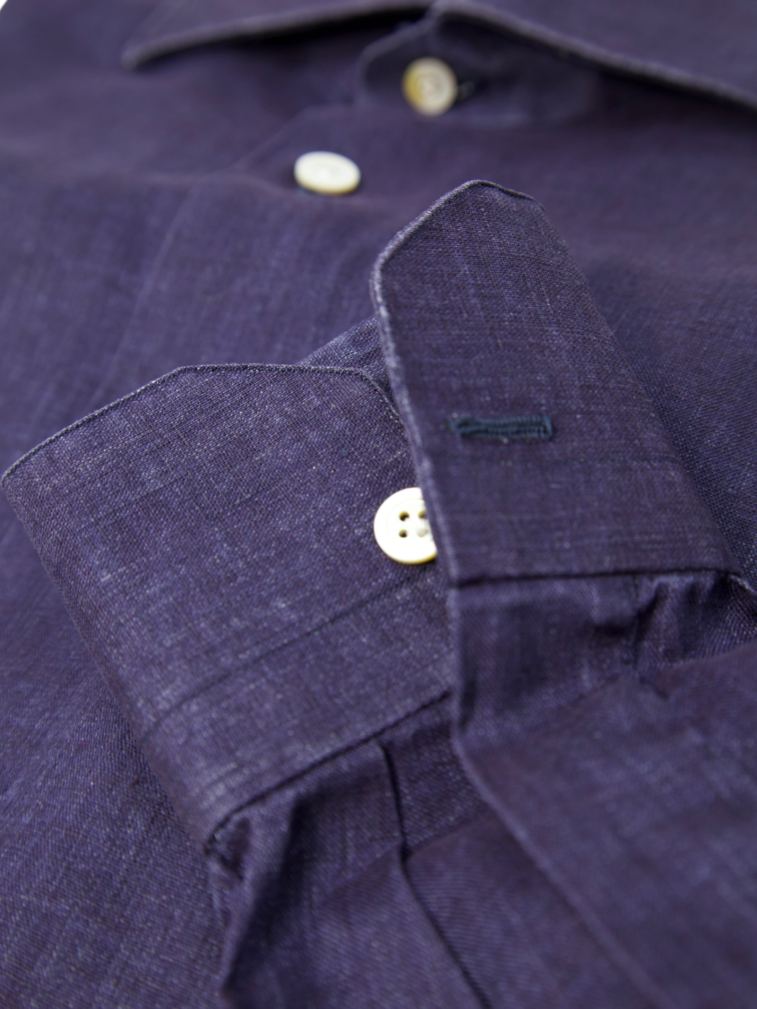 Kiton Dark Blue Melange Linen Shirt
