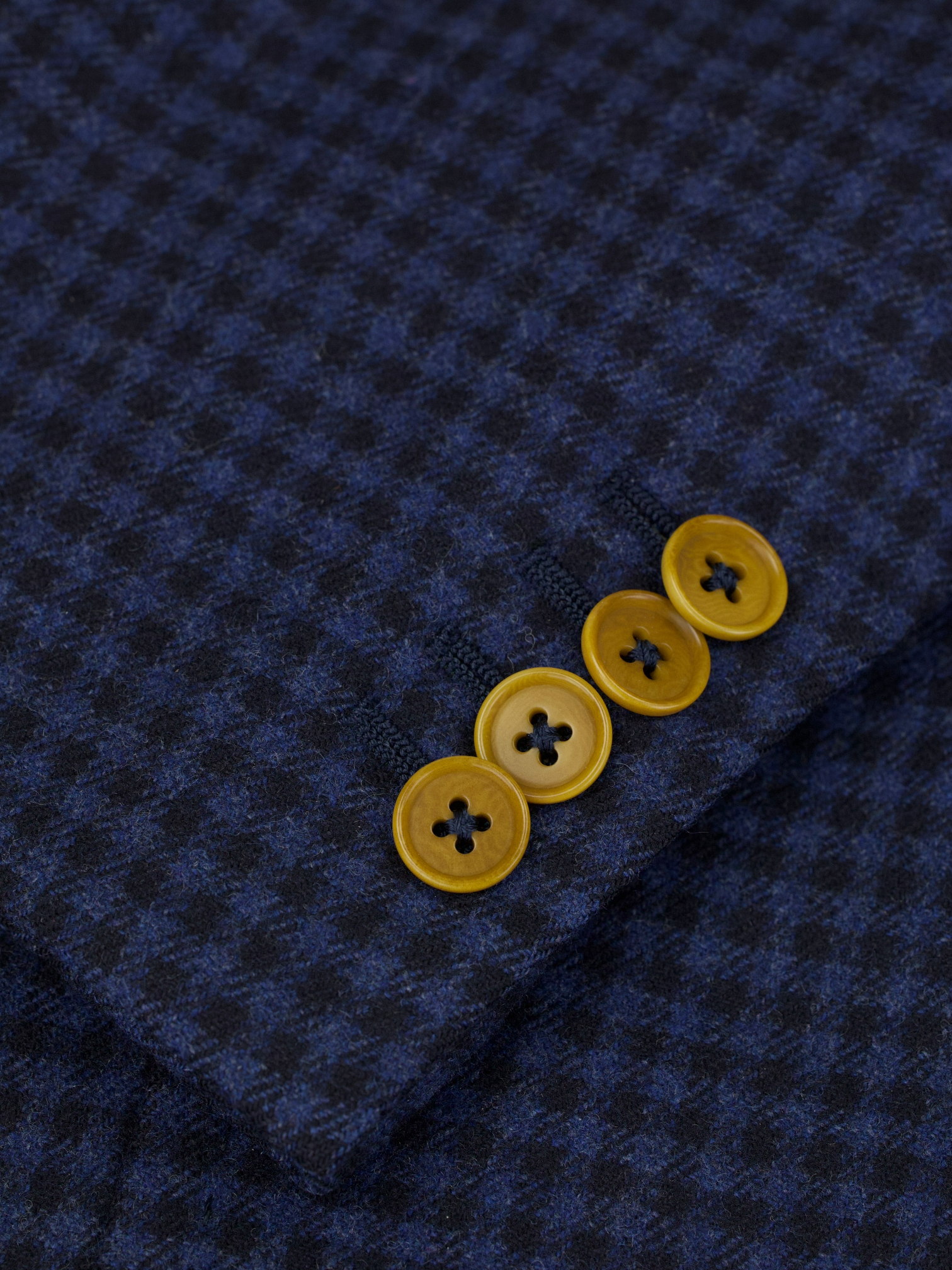 Isaia Blue Wool & Cashmere Gingham-Check Country Jacket