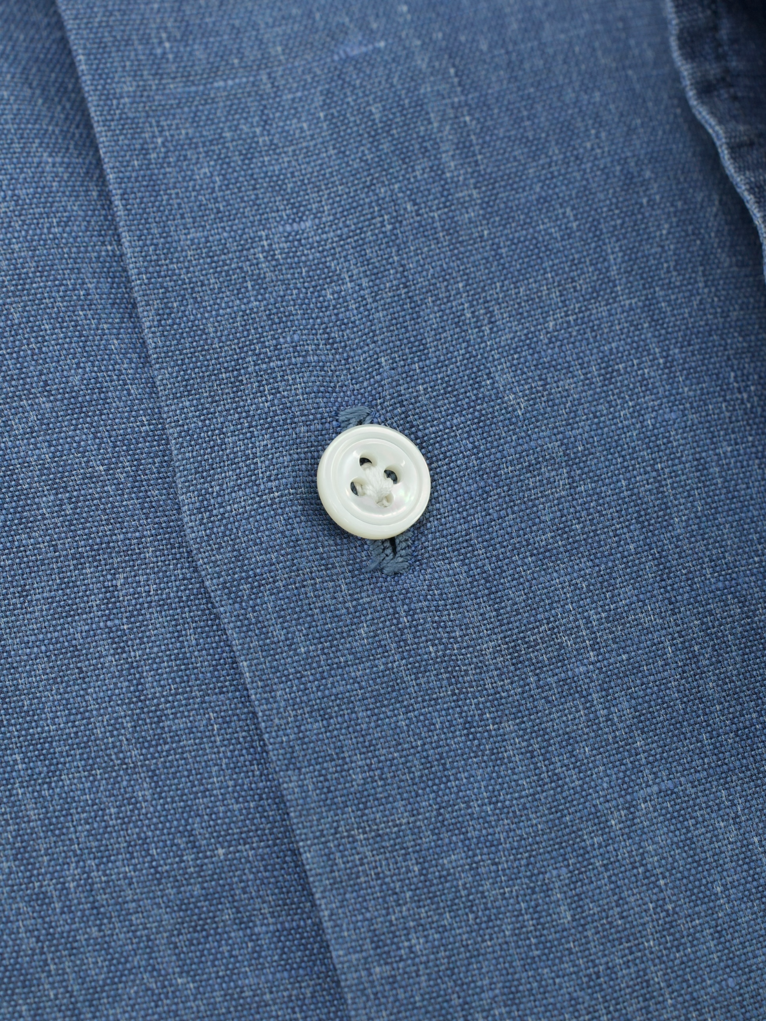 Finamore Chambray Blue Cotton & Linen Handmade Shirt