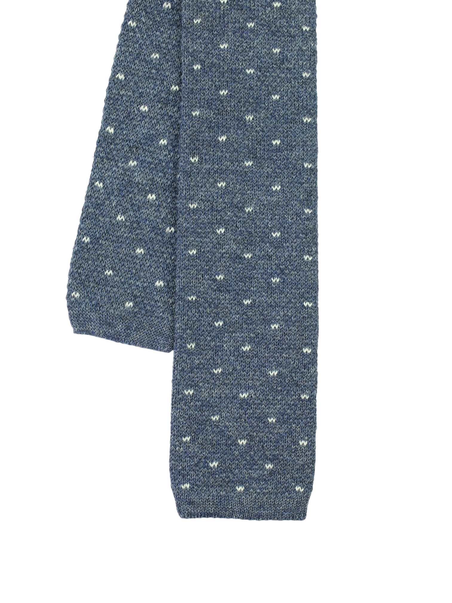 Loro Piana Deep Steel Blue Cotton Knitted Geometric Tie