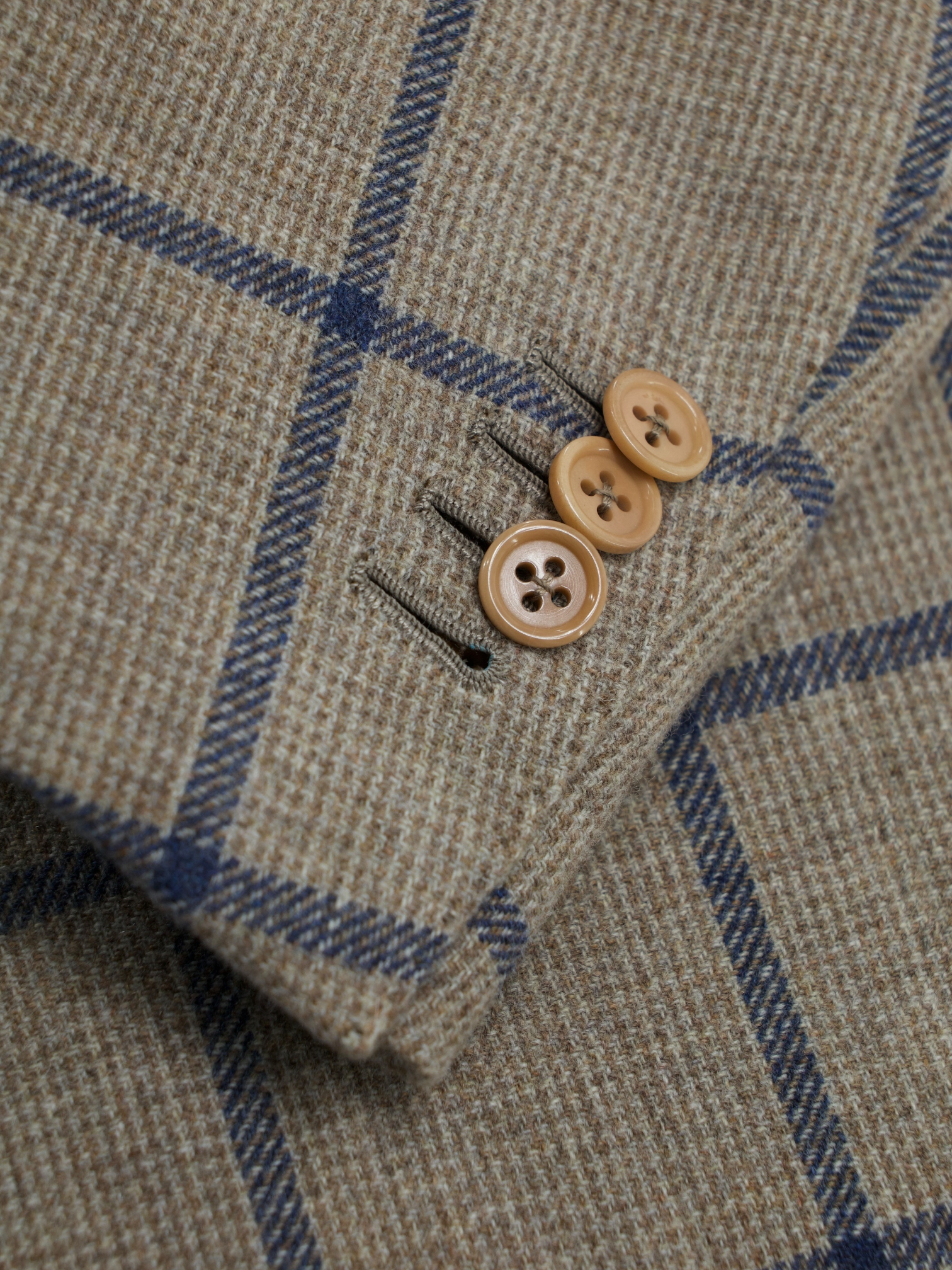 Stile Latino Light Brown & Blue Wool & Cashmere Windowpane Jacket
