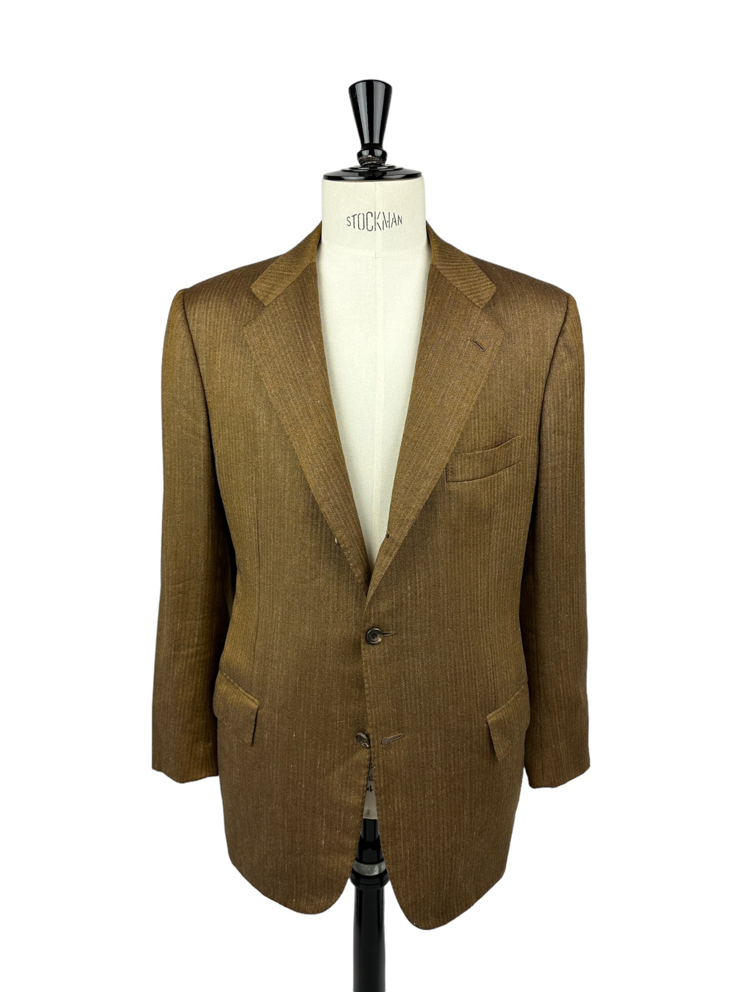 Kiton bronzen kasjmier en linnen visgraatjack
