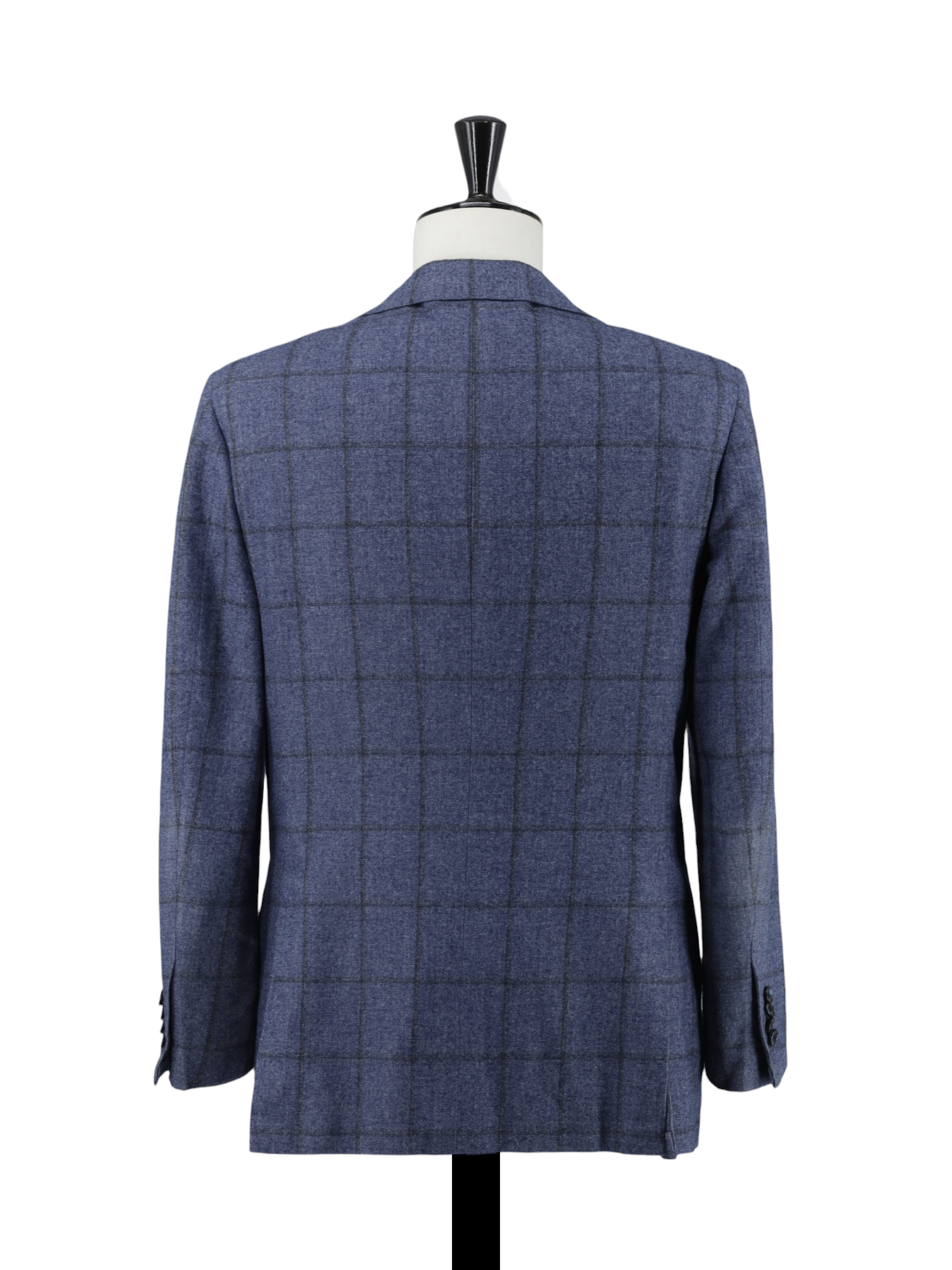 Kiton Blue Wool, Cotton & Silk Windowpane Jacket