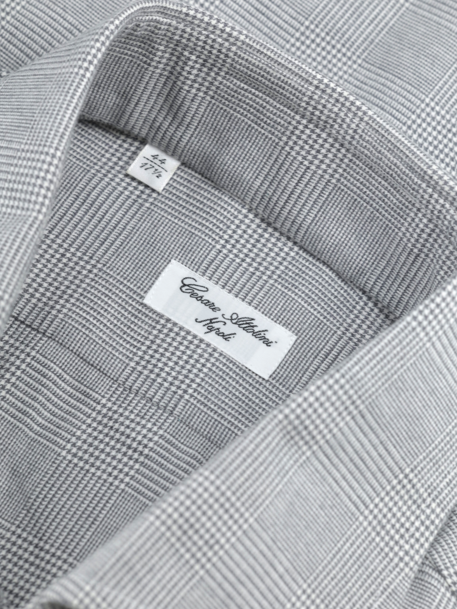Cesare Attolini Light Grey Softly Brushed-Cotton Glenplaid Shirt