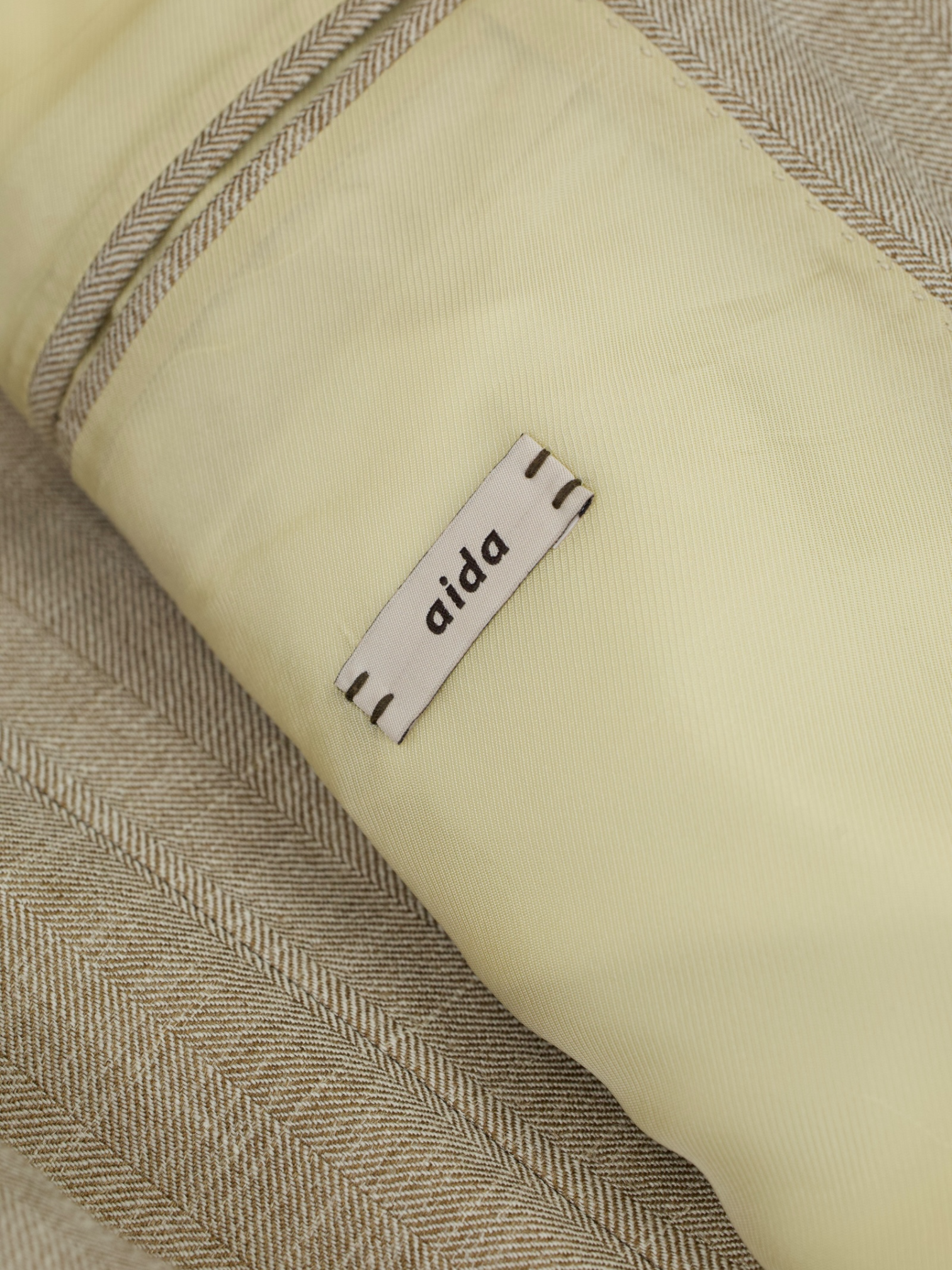 Caruso Beige Wool, Silk & Linen Herringbone "Aida" Summer Jacket