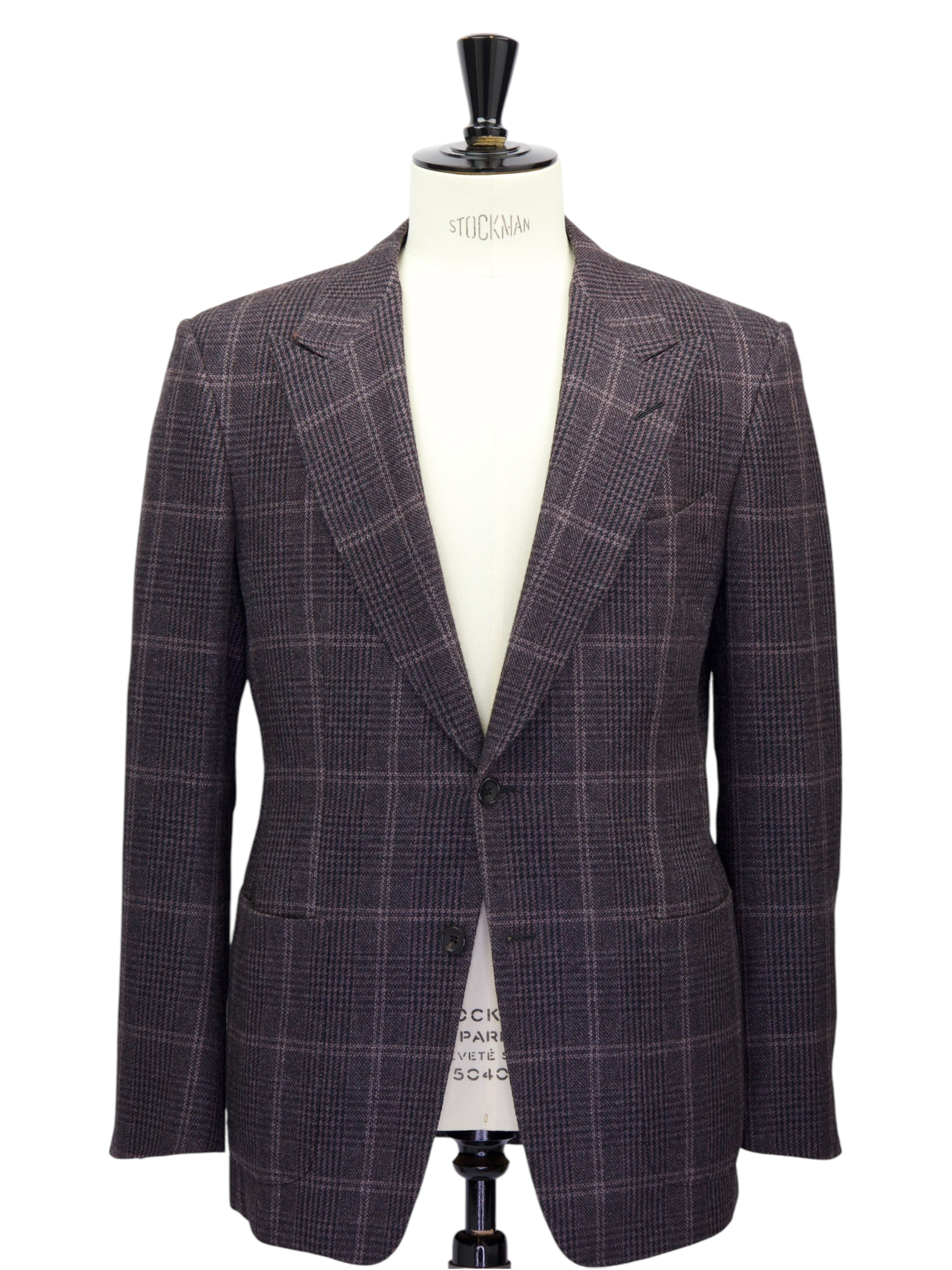 Tom Ford Dark Purple Wool & Silk Overcheck Windsor Jacket